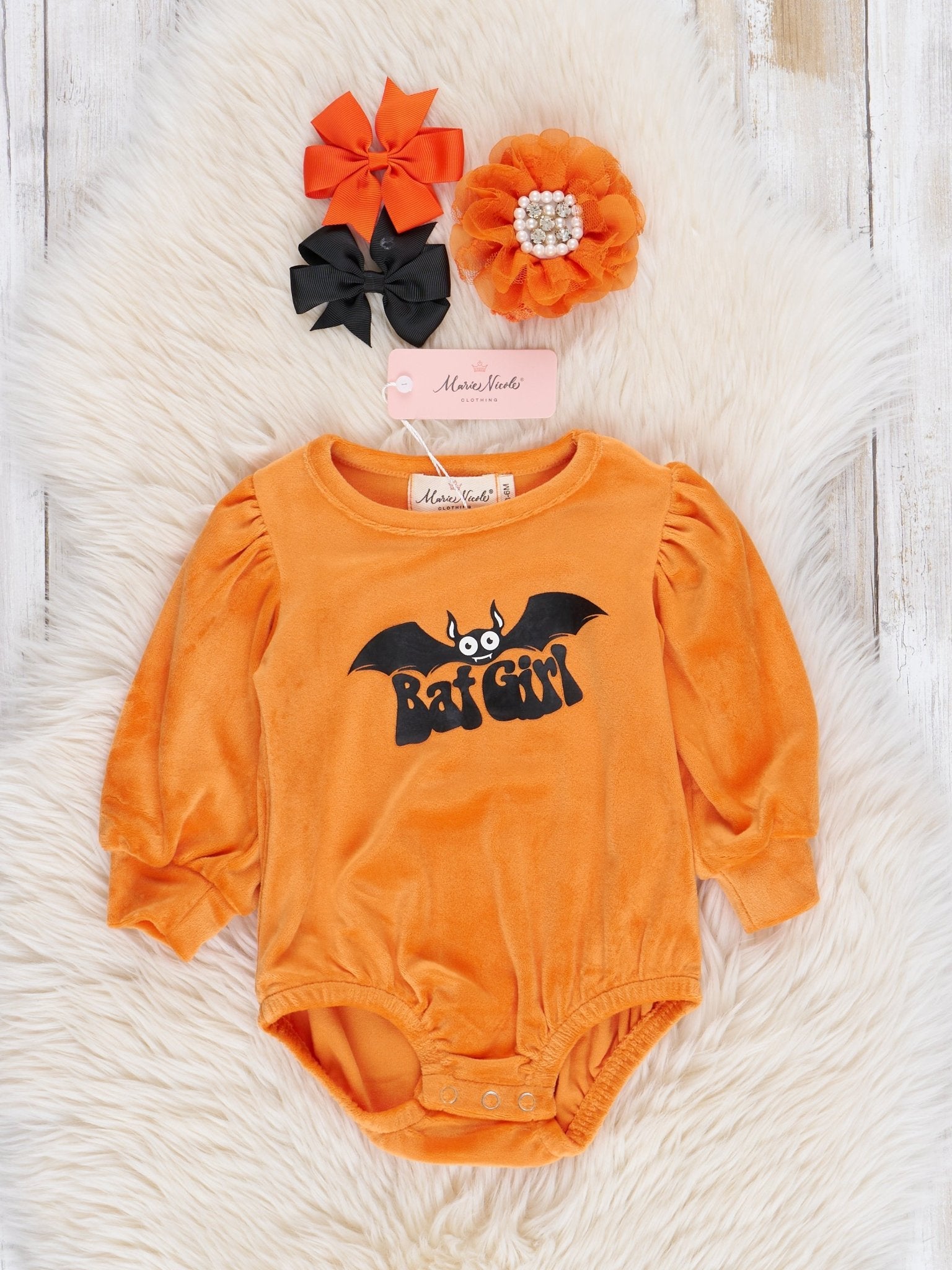 Spooky Velvet Halloween Bubble Romper - Marie Nicole Clothing