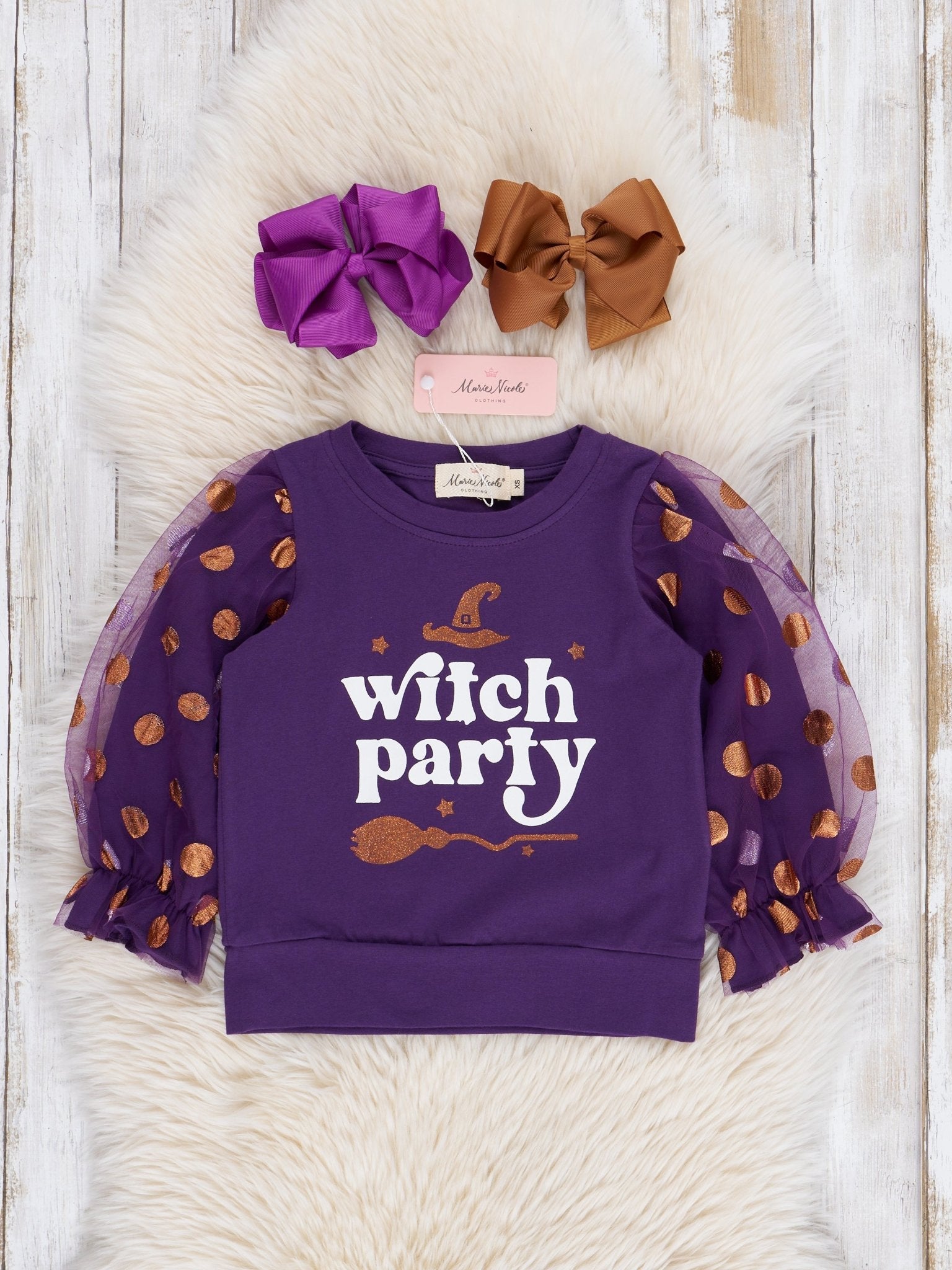 Violet "Witch Party" Polka Dot Top - Marie Nicole Clothing