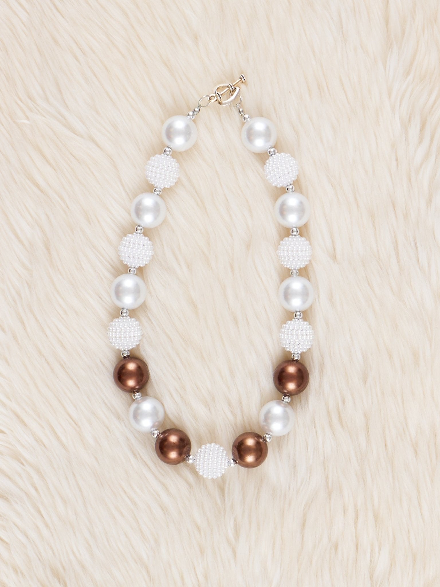 Bronze & Pearl Sparkle Bubble Necklace - Marie Nicole Clothing