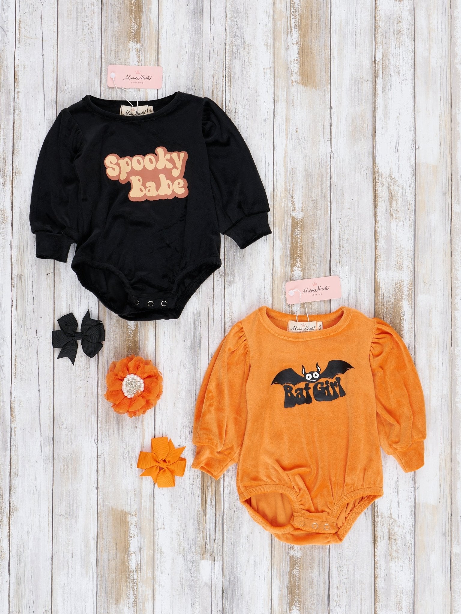 Spooky Velvet Halloween Bubble Romper - Marie Nicole Clothing