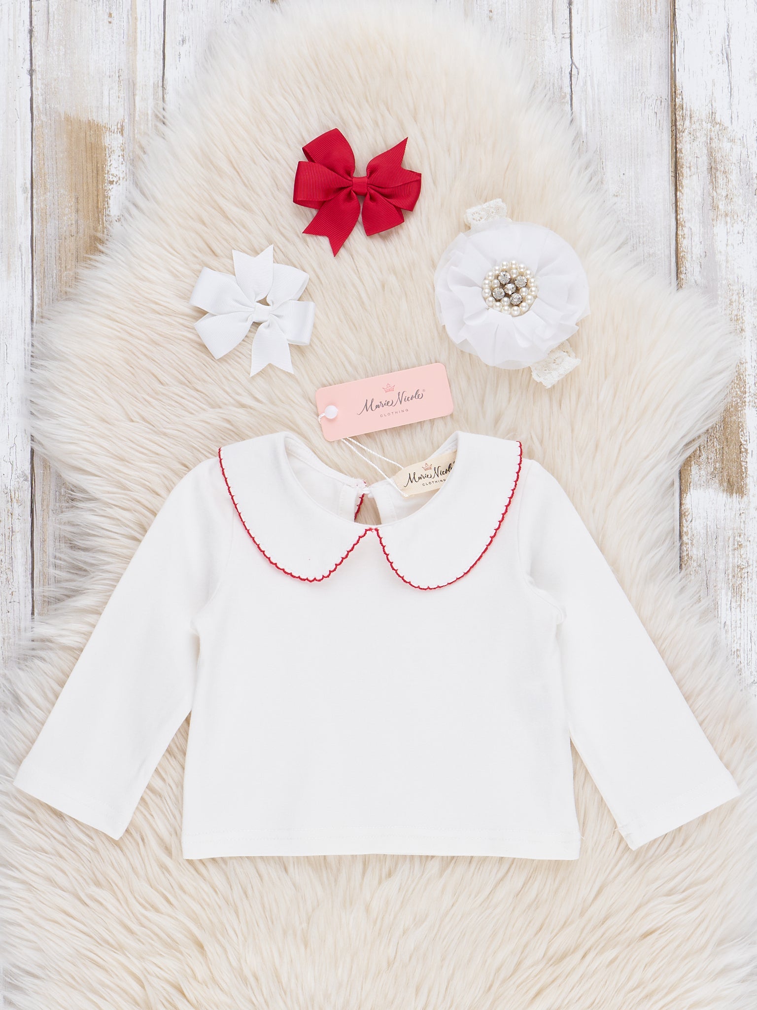 Red Embroidered Reindeer Corduroy Bubble Set - Marie Nicole Clothing