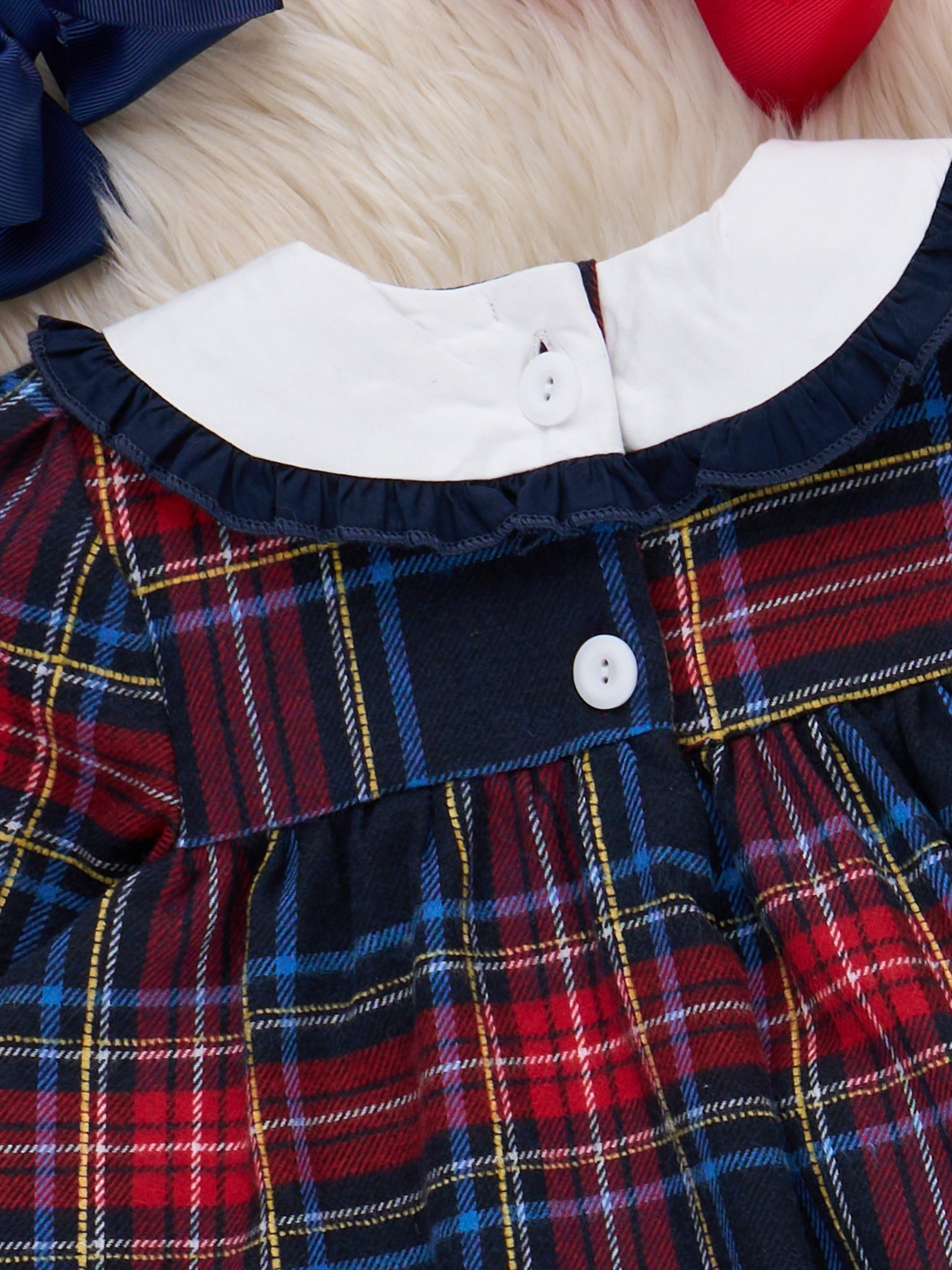 Embroidered Reindeer Plaid Dress - Marie Nicole Clothing