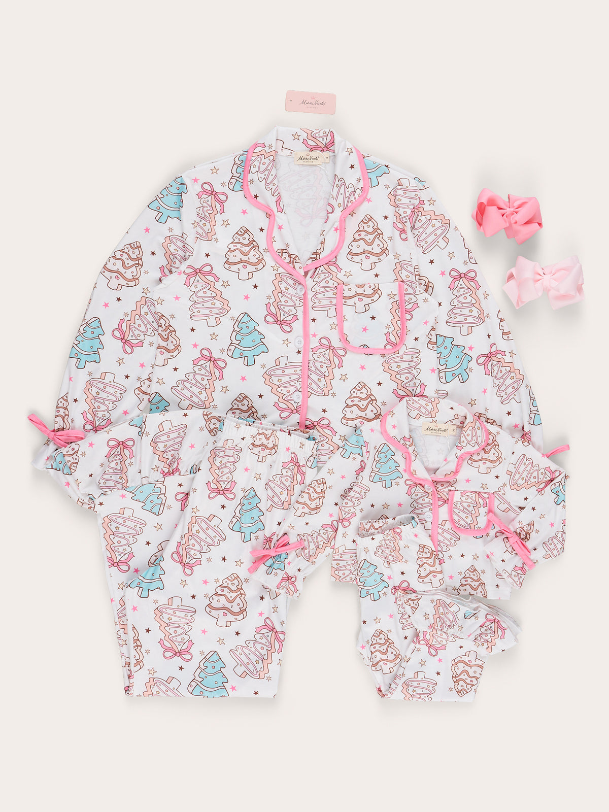 Mom & Me Pine Wonderland Cropped Ruffle Pajamas - Marie Nicole Clothing