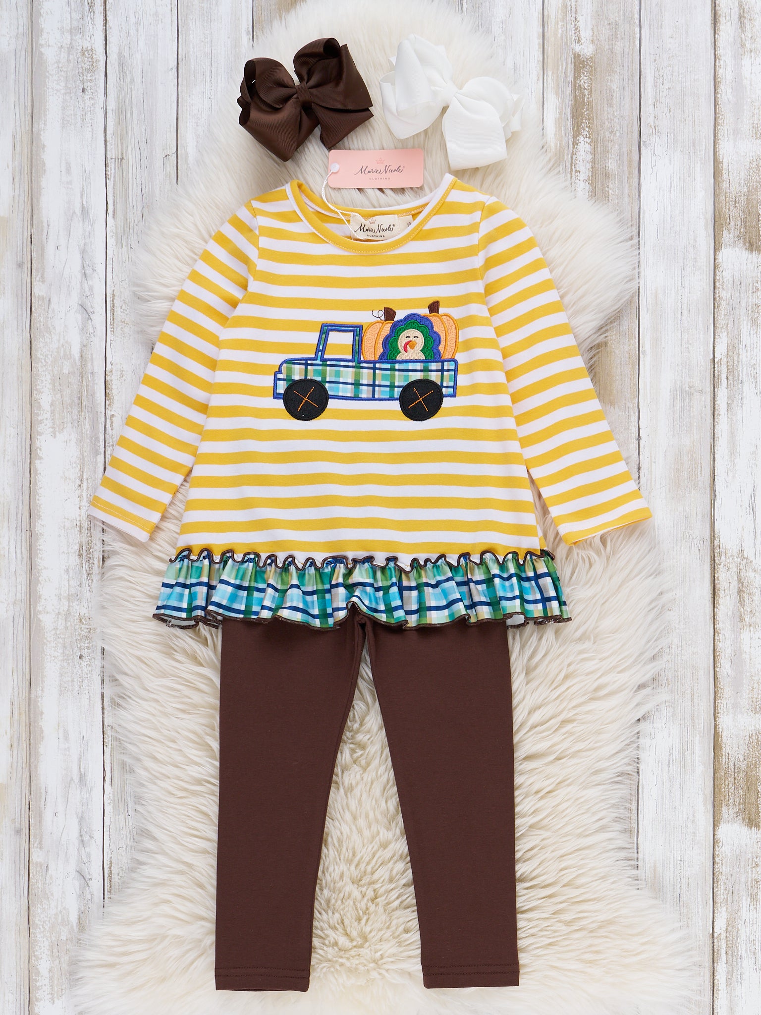 Fall Fest Express Embroidered Ruffle Outfit - Marie Nicole Clothing