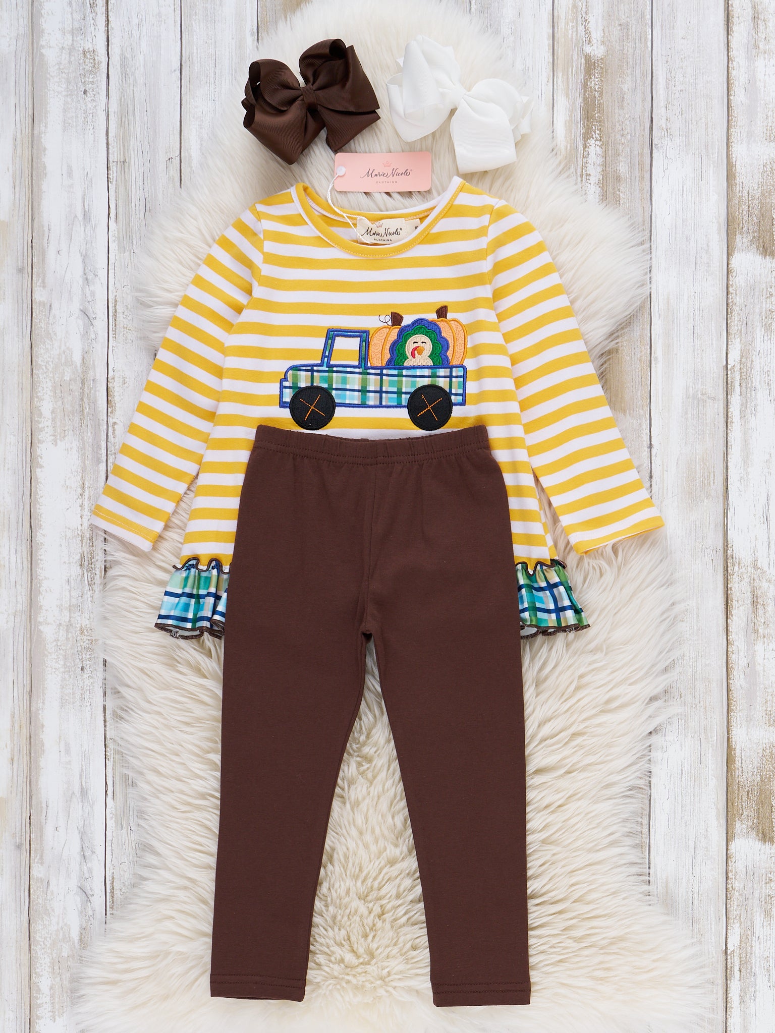 Fall Fest Express Embroidered Ruffle Outfit - Marie Nicole Clothing