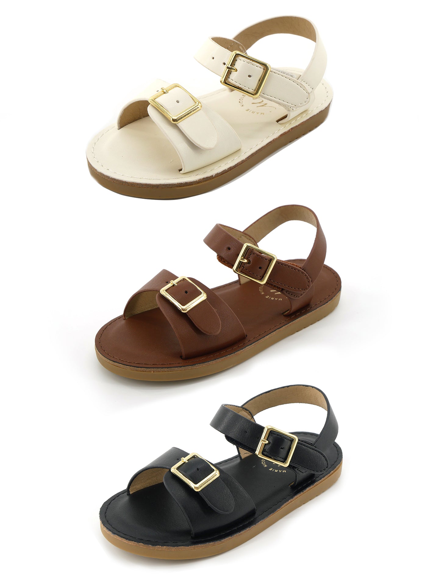 Double Buckle Sandals - Black - Marie Nicole Clothing