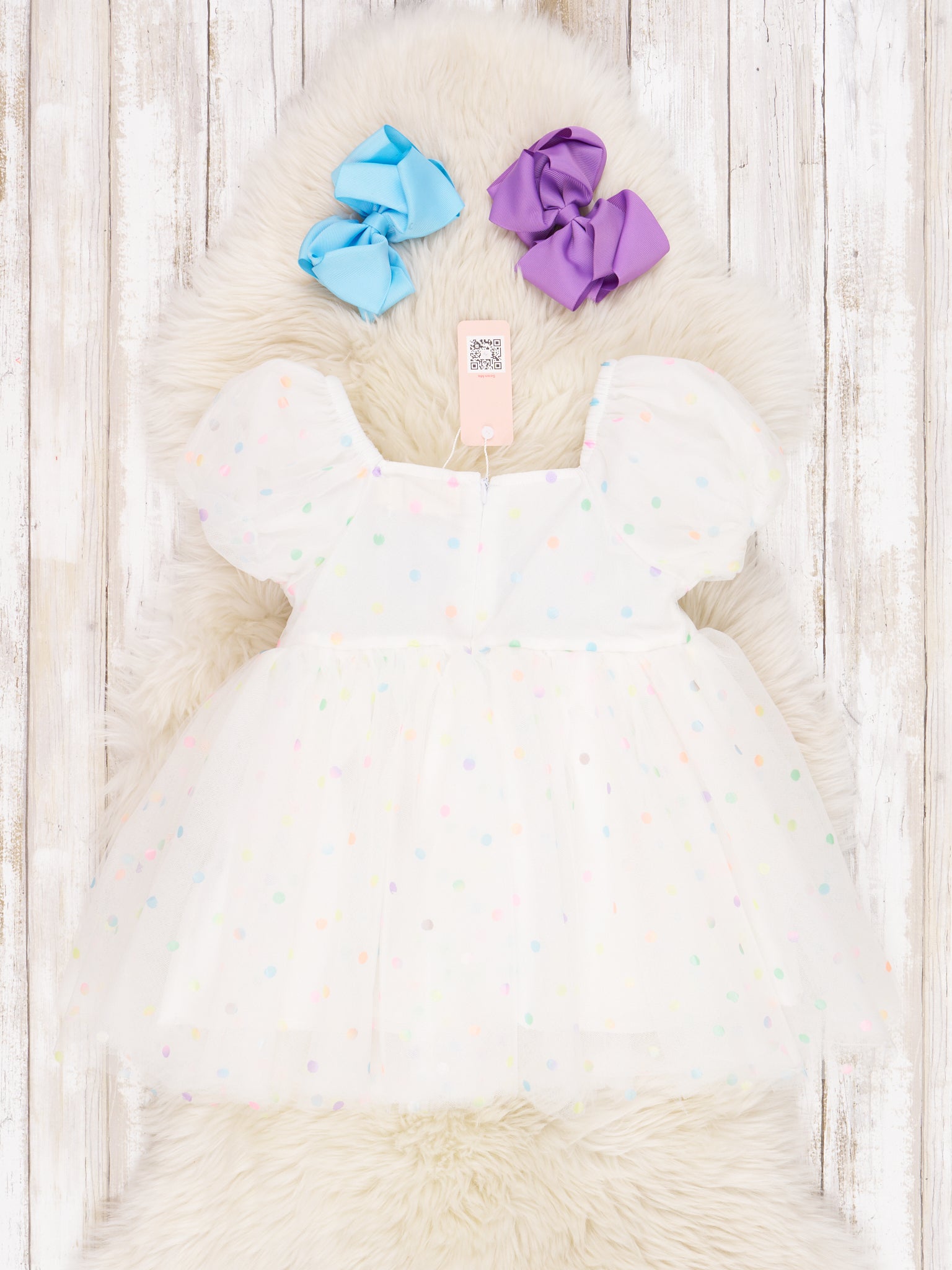 Tulle Polka Dot Bow Dress - Marie Nicole Clothing