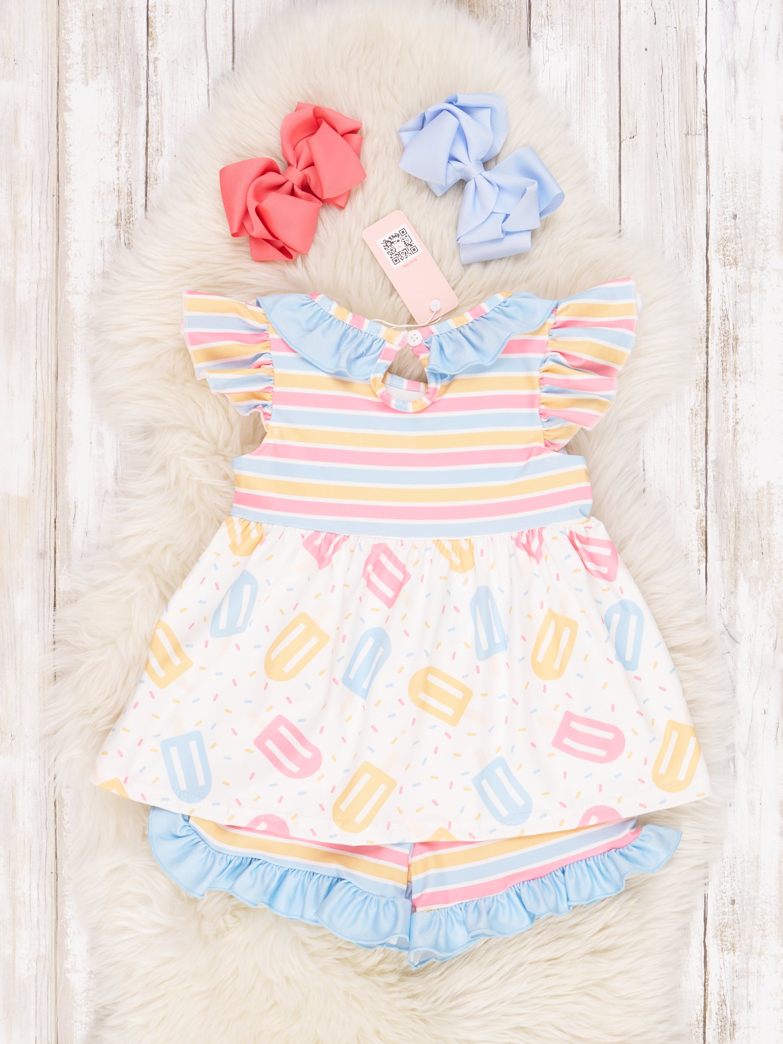 Striped Popsicle Ruffle Outfit - Marie Nicole Clothing