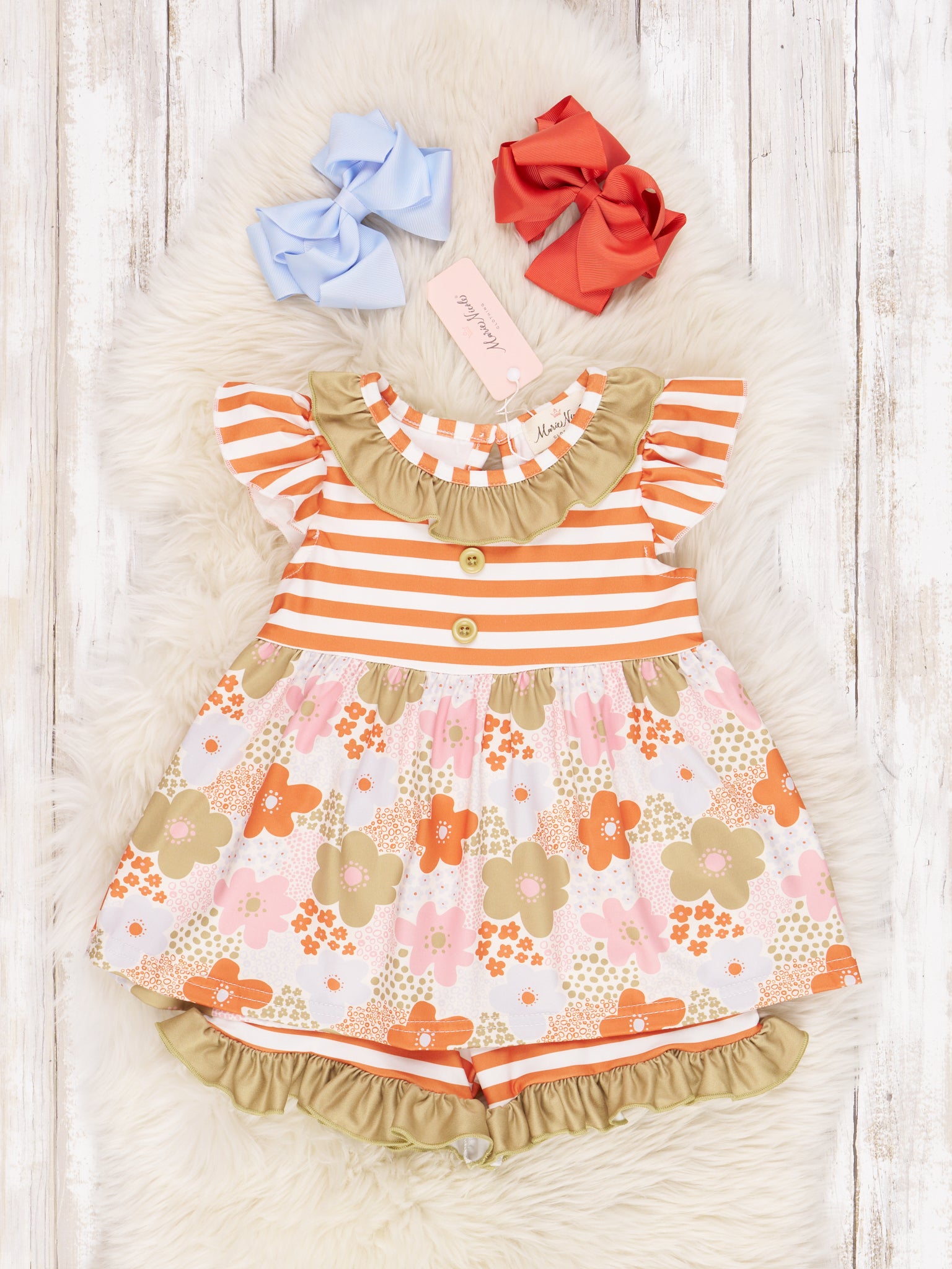 Green Floral Ruffle Outfit - Marie Nicole Clothing
