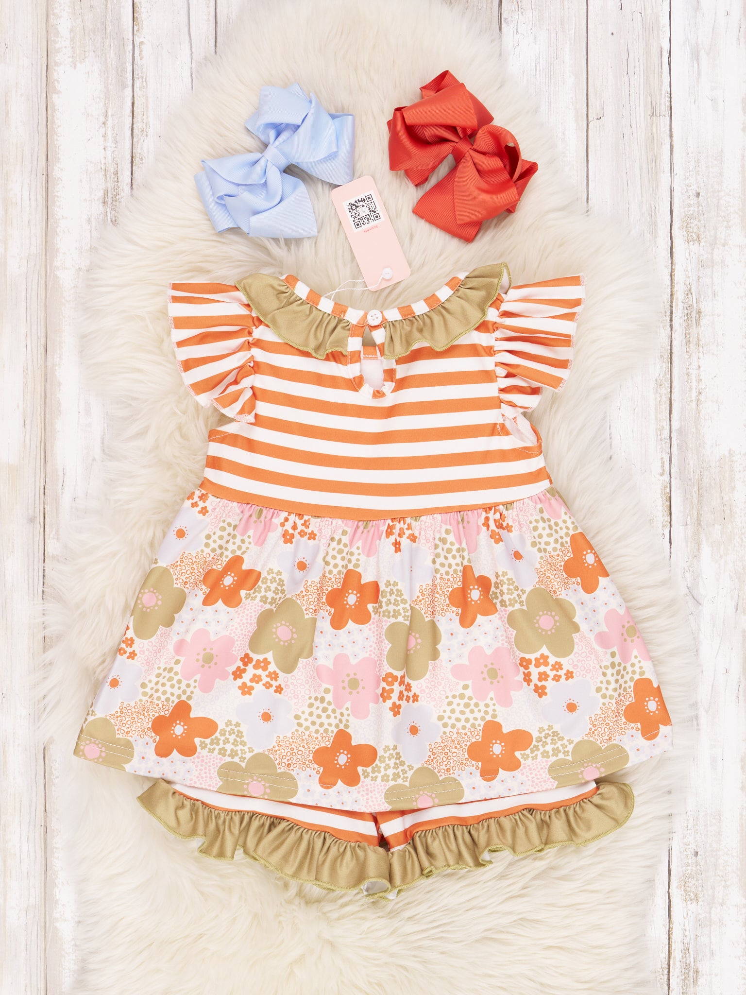 Green Floral Ruffle Outfit - Marie Nicole Clothing
