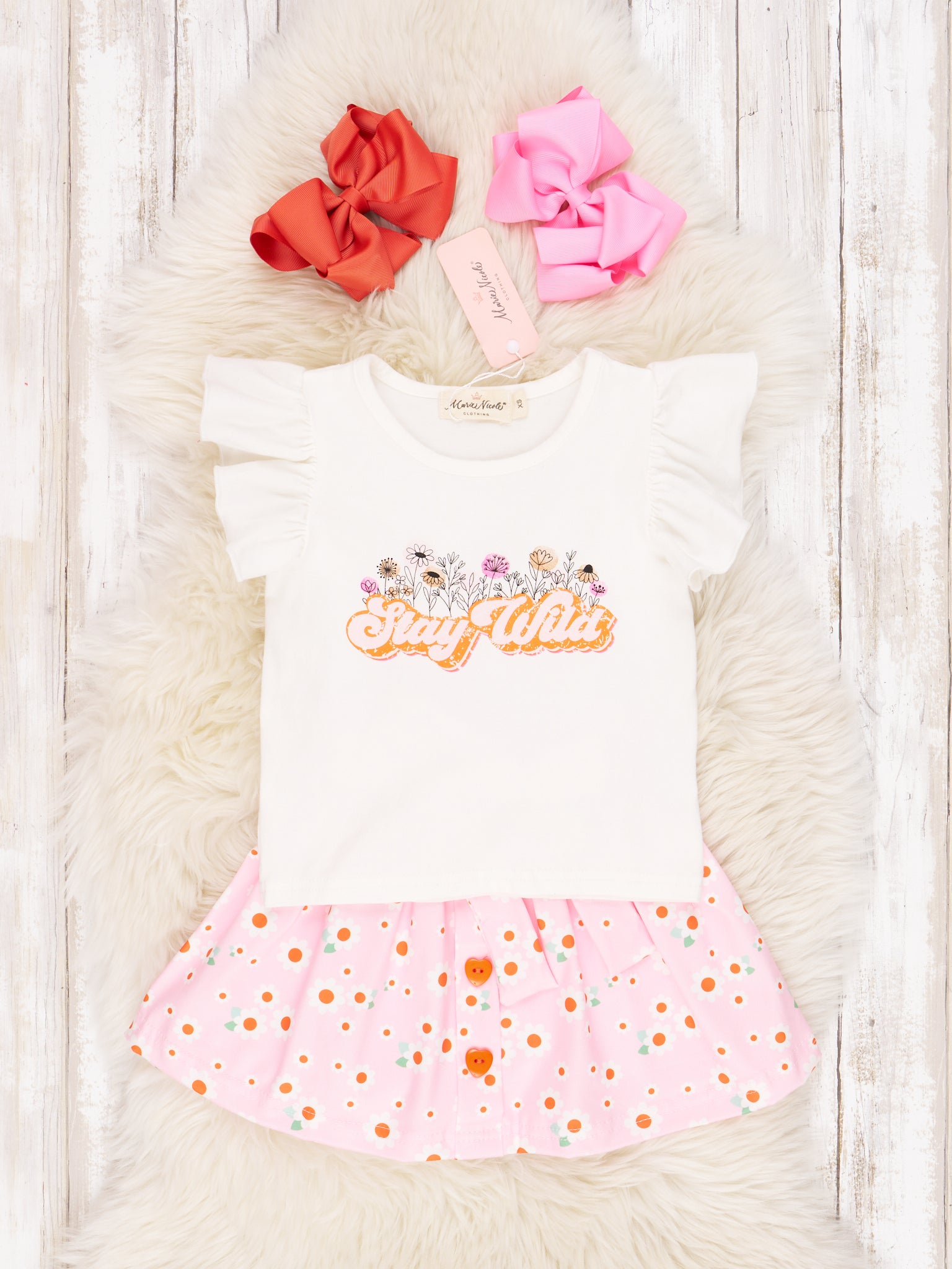"Stay Wild" Floral Ruffle Skirt Outfit - Marie Nicole Clothing