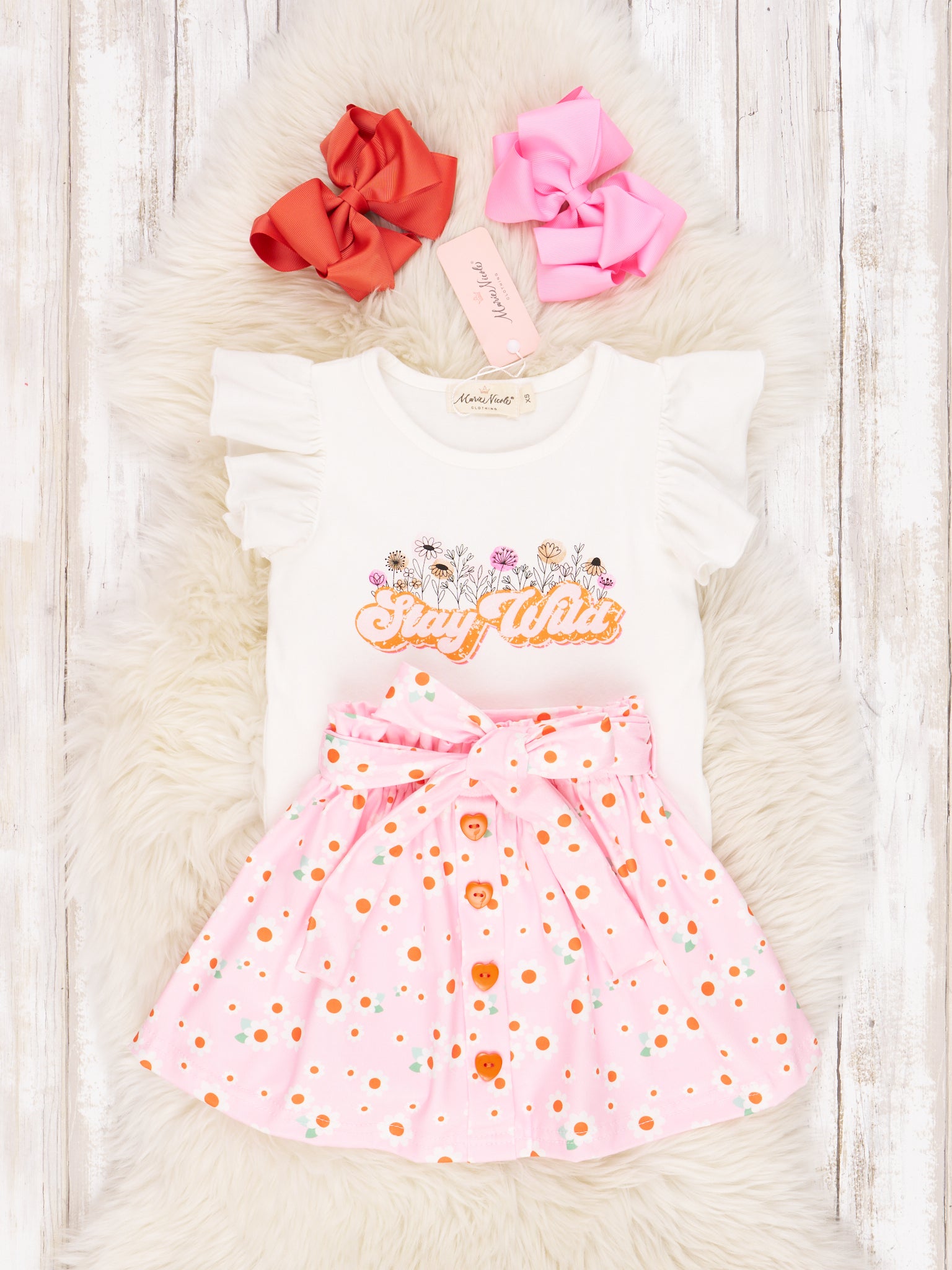 "Stay Wild" Floral Ruffle Skirt Outfit - Marie Nicole Clothing