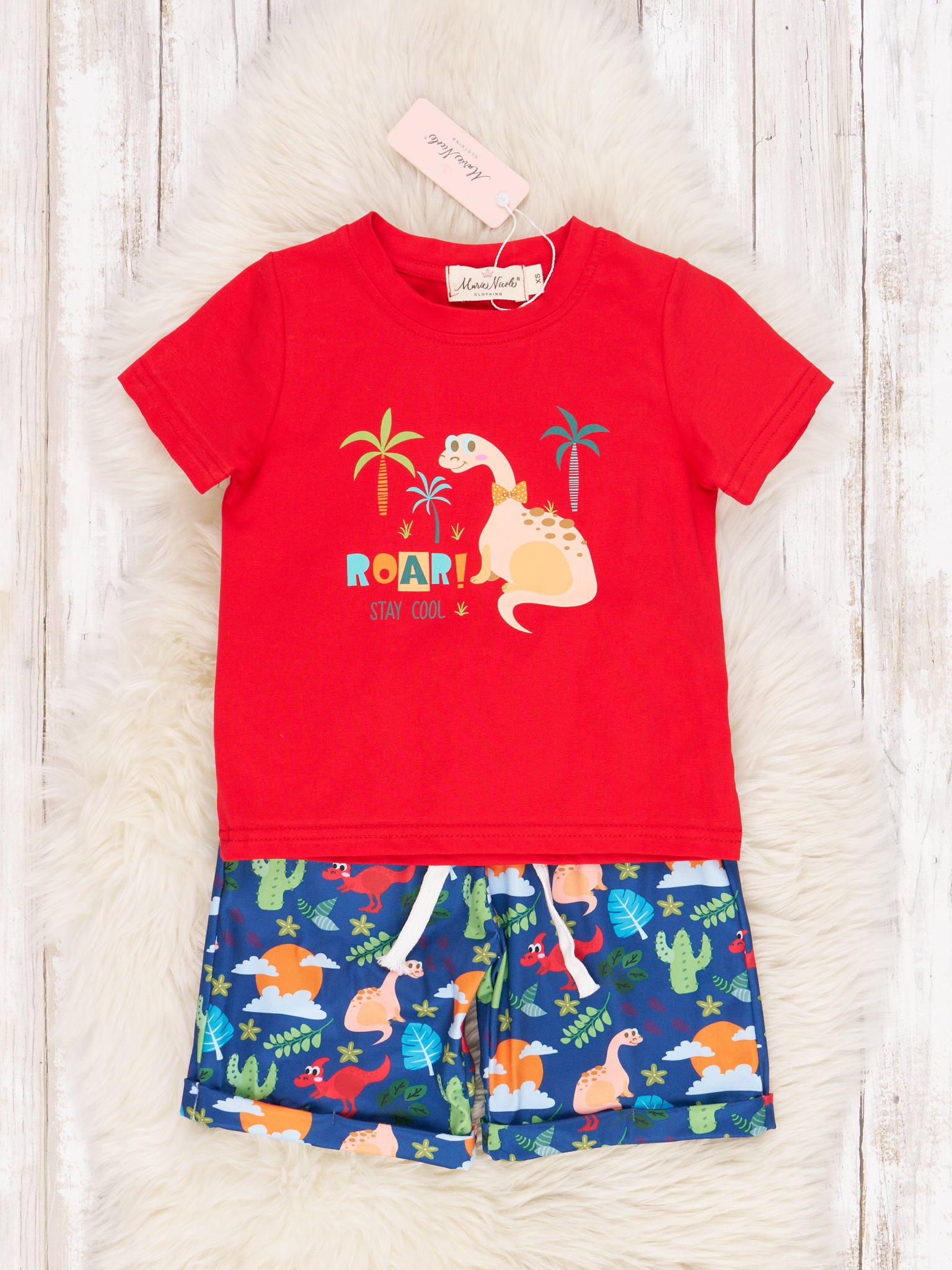 "ROAR!" Red Dinosaur Outfit - Marie Nicole Clothing