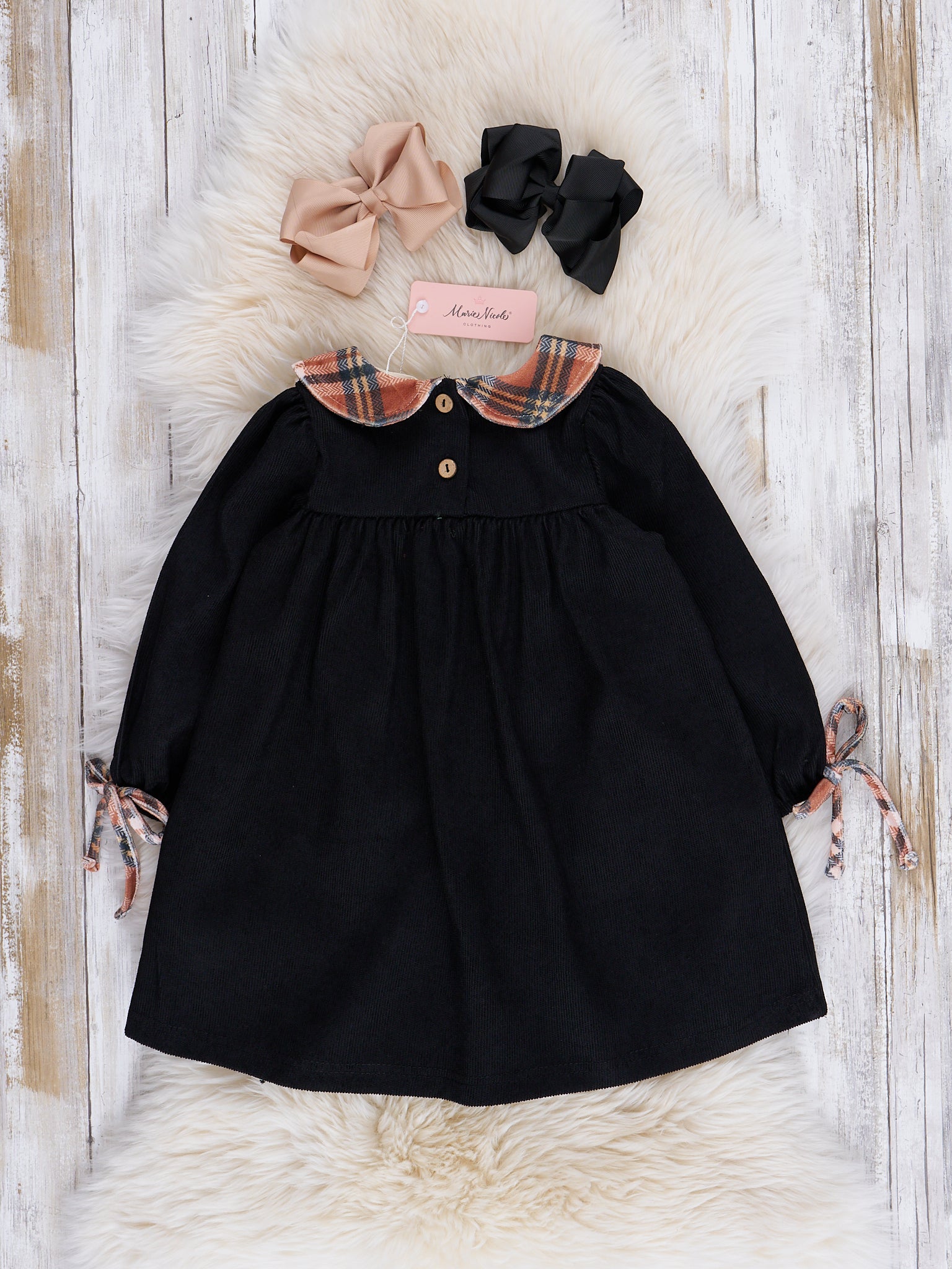 Black & Orange Plaid Pocket Dress - Marie Nicole Clothing