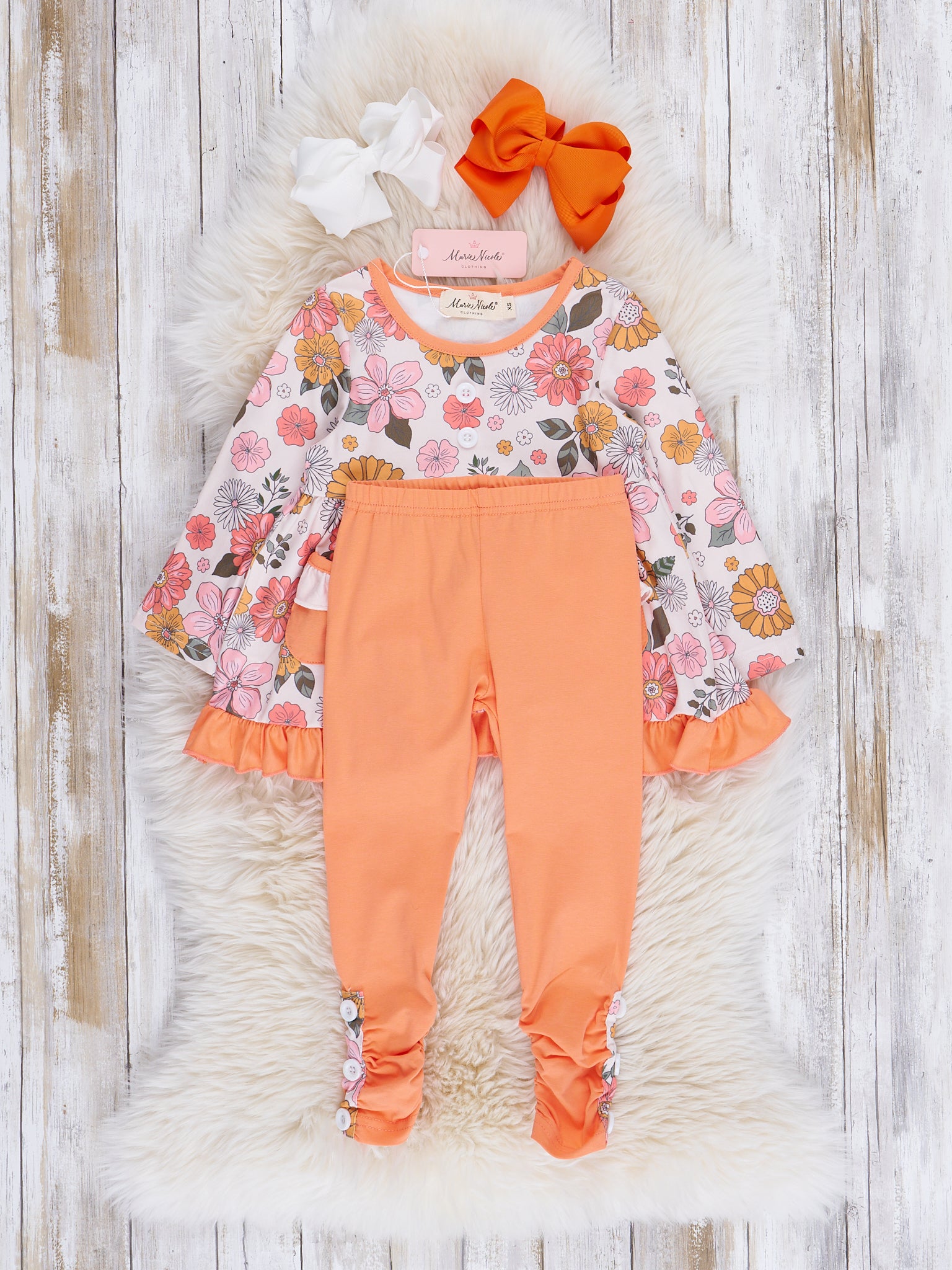 Orange Marigold Blooms Pocket Outfit - Marie Nicole Clothing