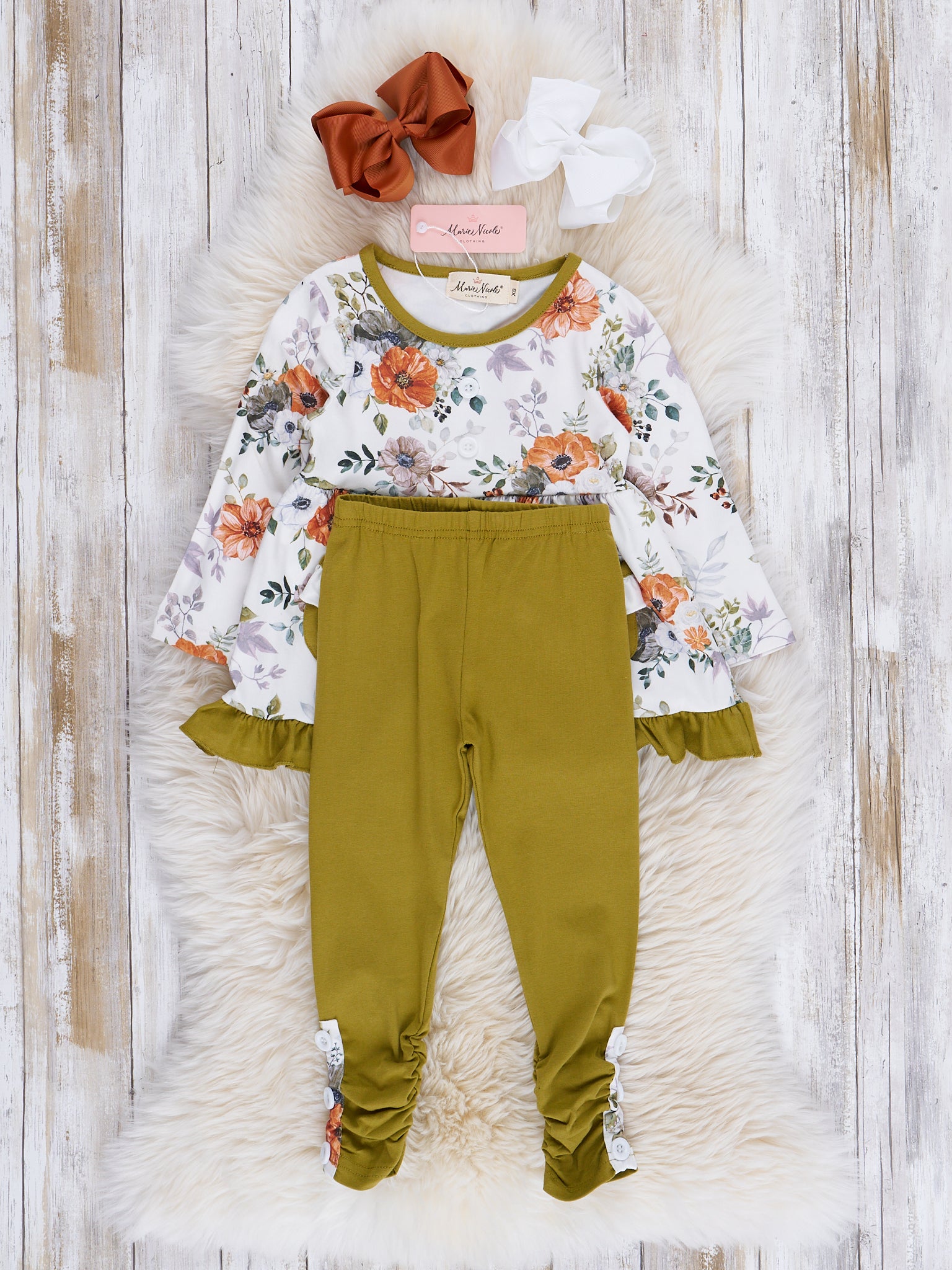 Olive Blooms Pocket Outfit - Marie Nicole Clothing