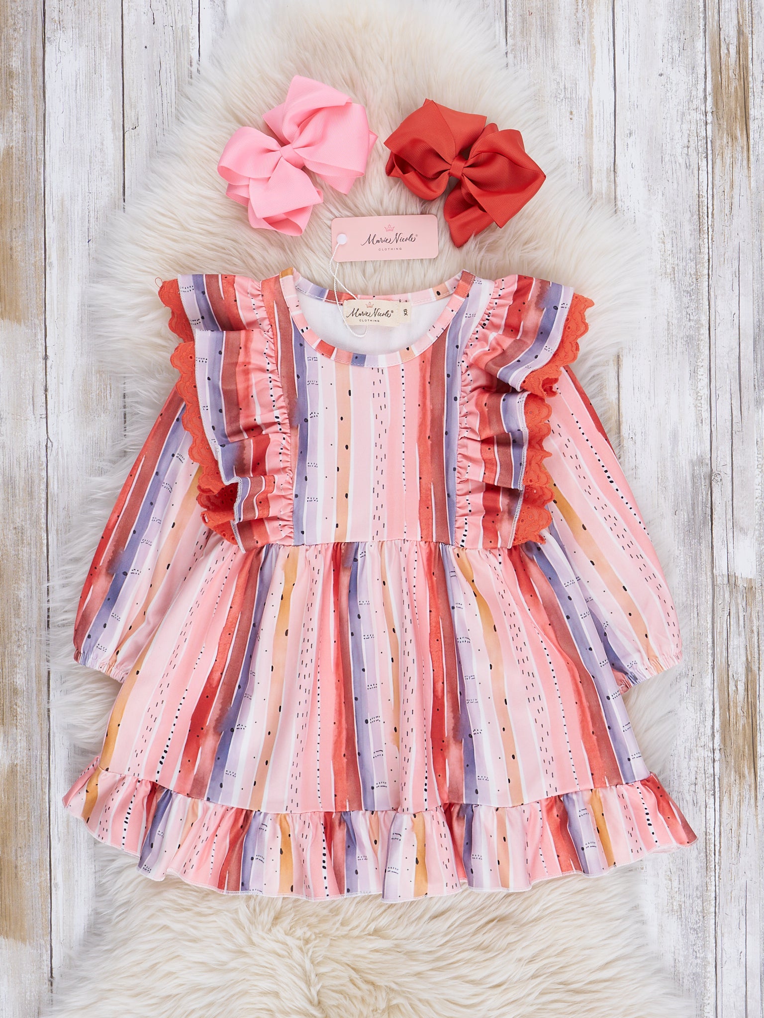The Best Stripes Ruffle Dress - Marie Nicole Clothing