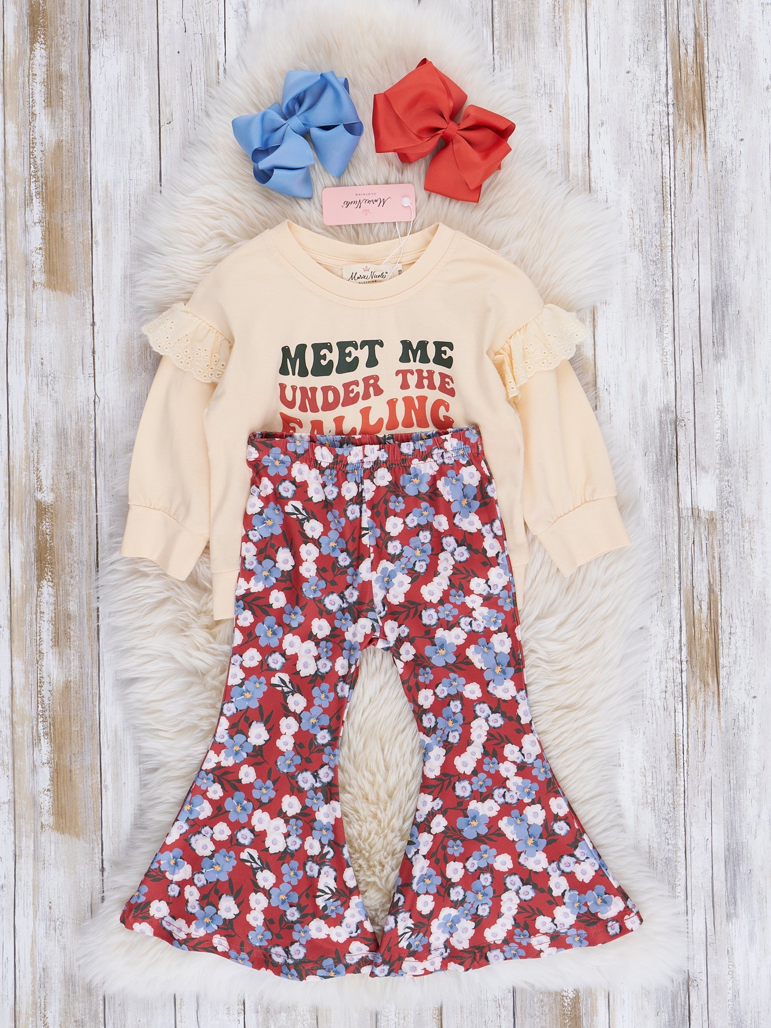 "Falling Leaves" Floral Bell Bottoms Outfit - Marie Nicole Clothing