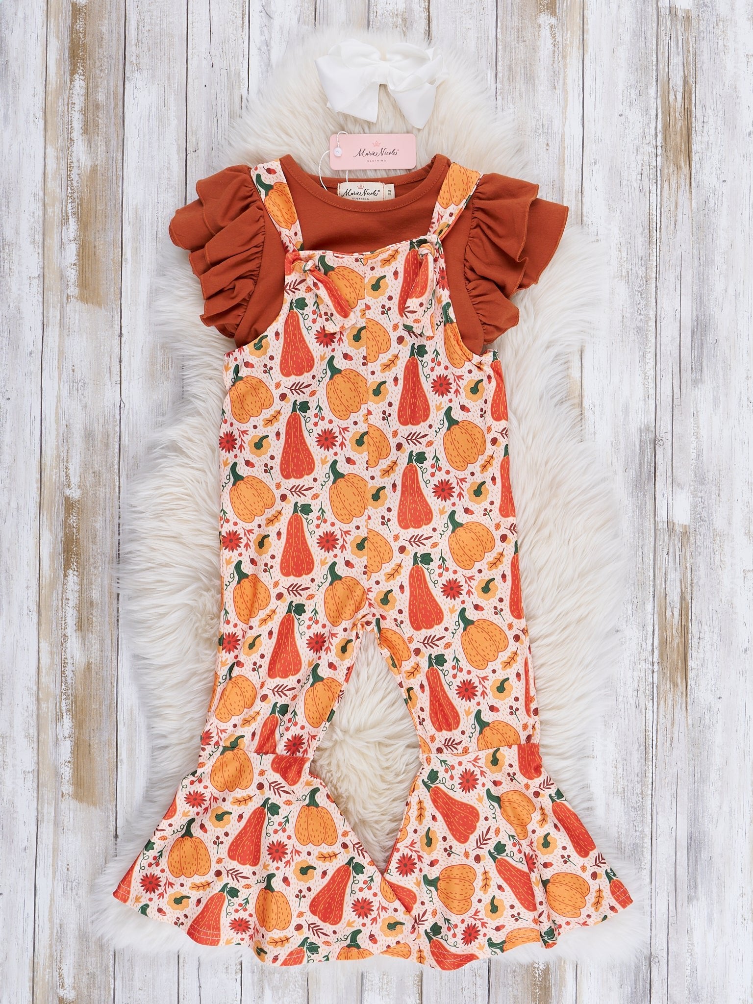Orange Gourd Party Overalls Set - Marie Nicole Clothing