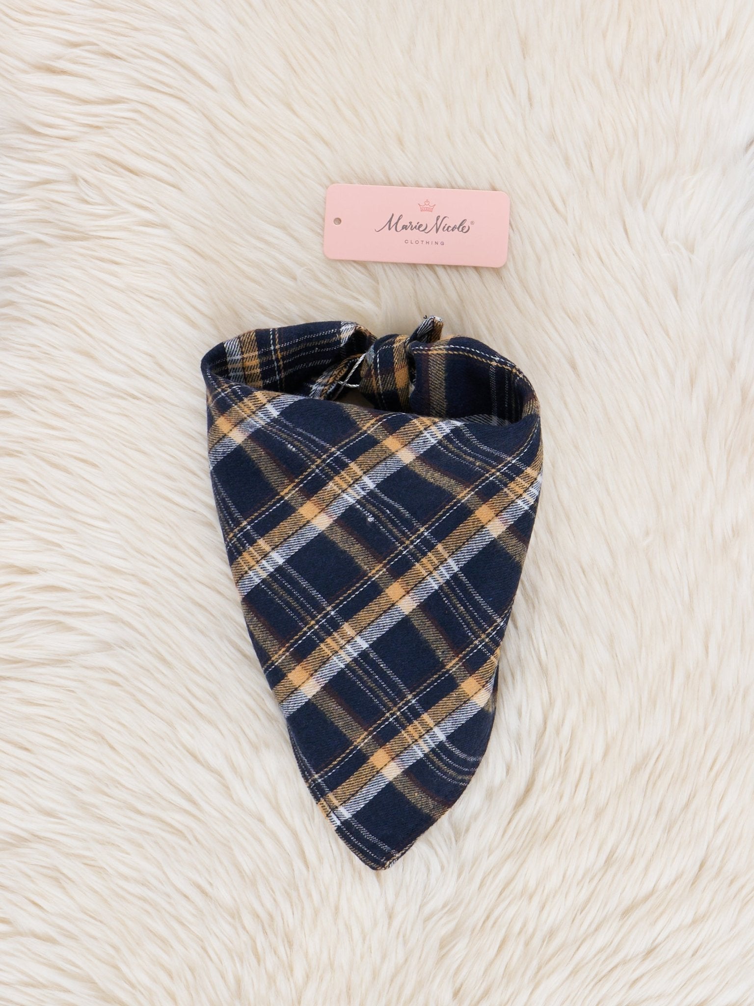 Midnight Blue Plaid Dog Bandana - Marie Nicole Clothing