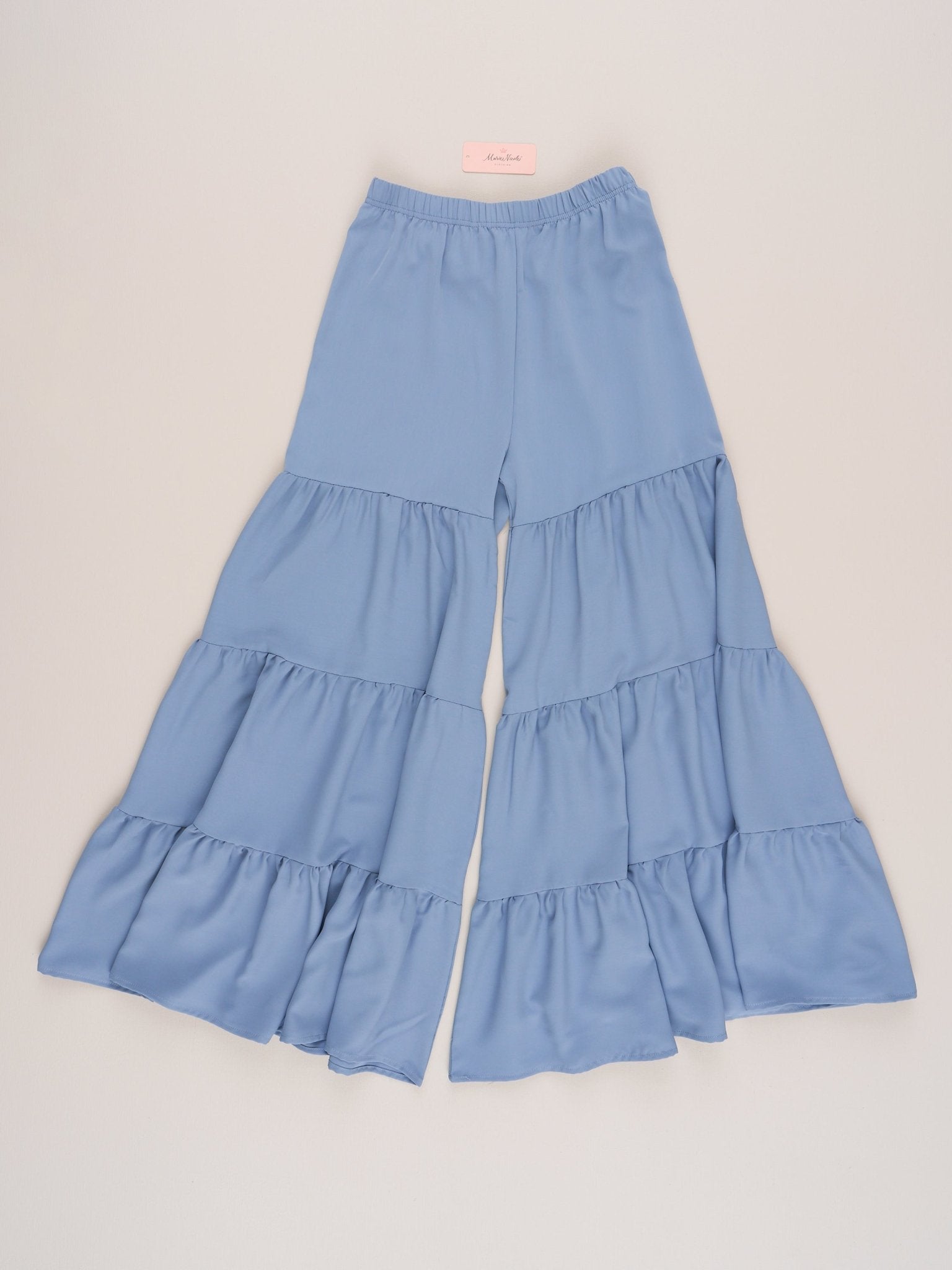 Mom & Me Tiered Ruffles Stone Blue Pants - Marie Nicole Clothing