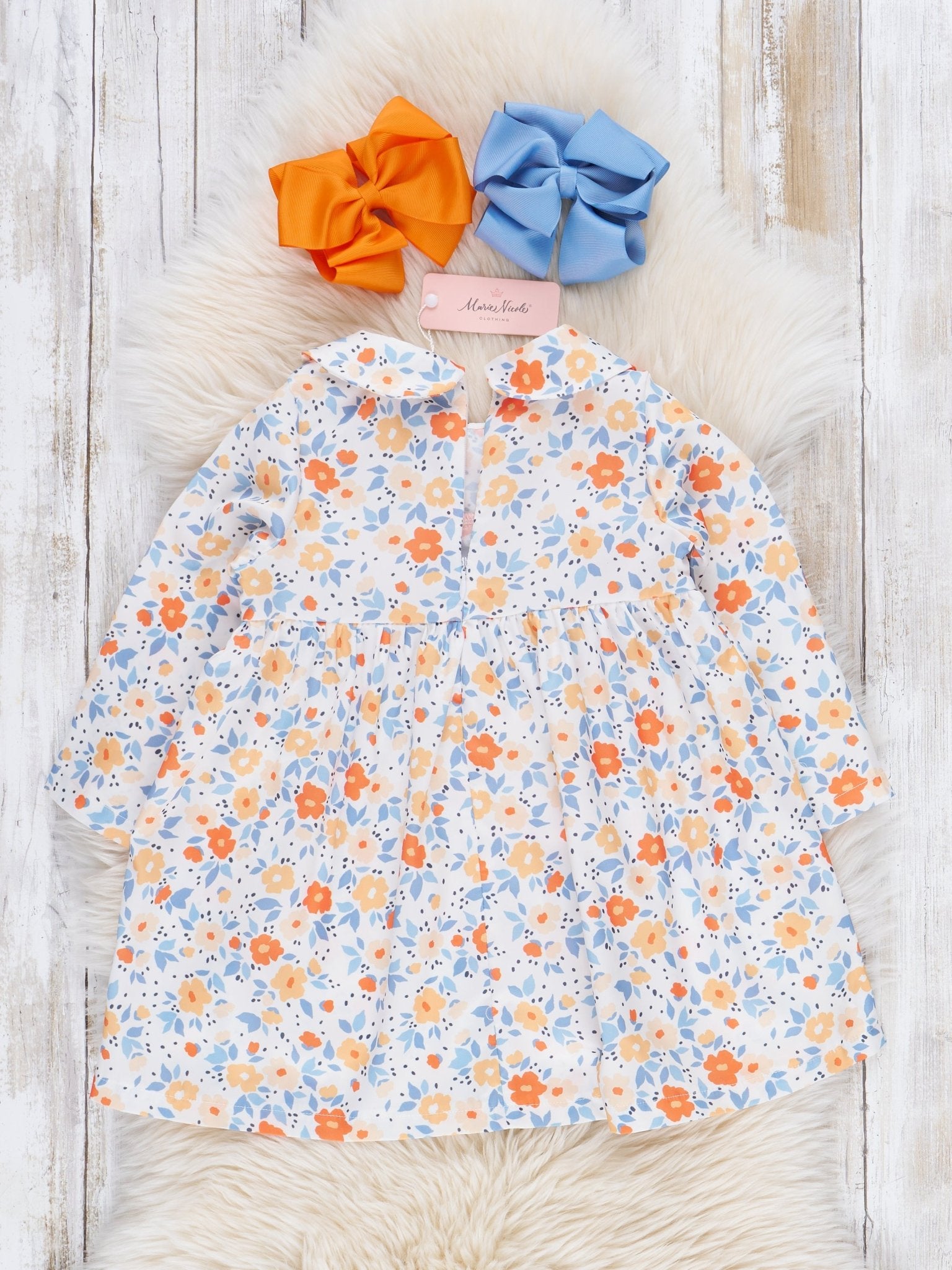 Sweet Orange Smocked Vintage Garden Dress - Marie Nicole Clothing