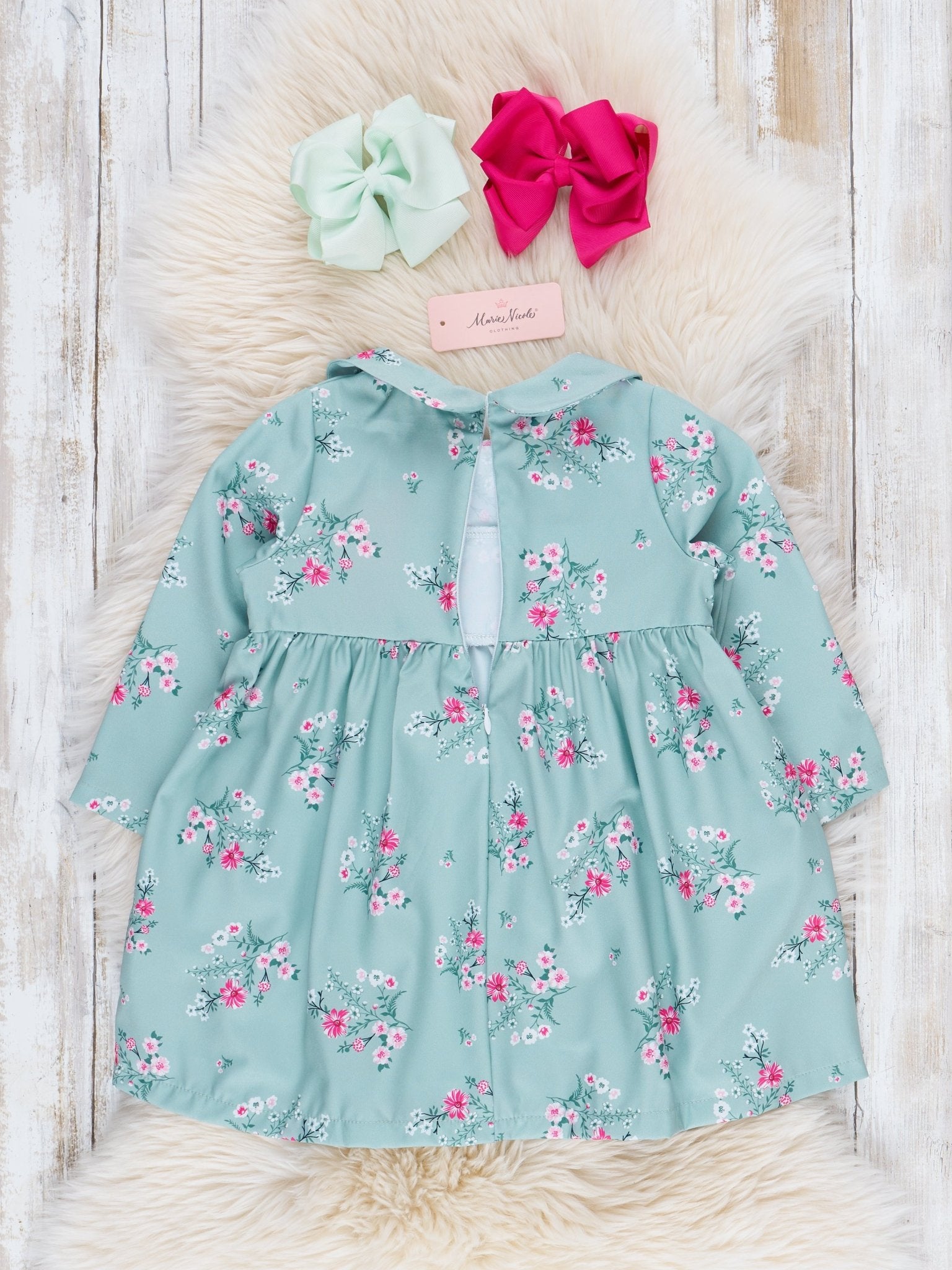 Sweet Mint Smocked Vintage Garden Dress - Marie Nicole Clothing
