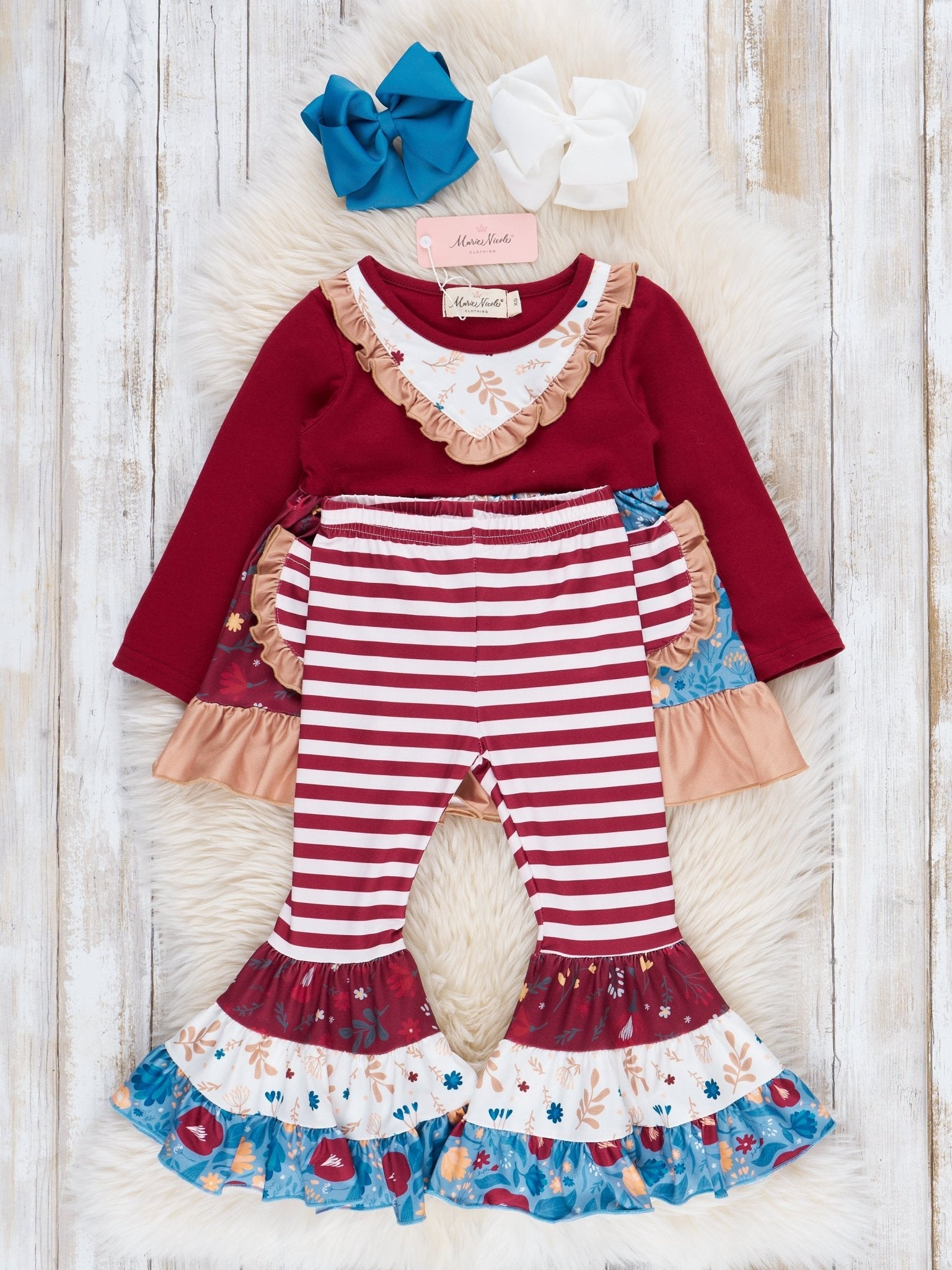 Pocket Flara Bells Outfit - Maroon - Marie Nicole Clothing