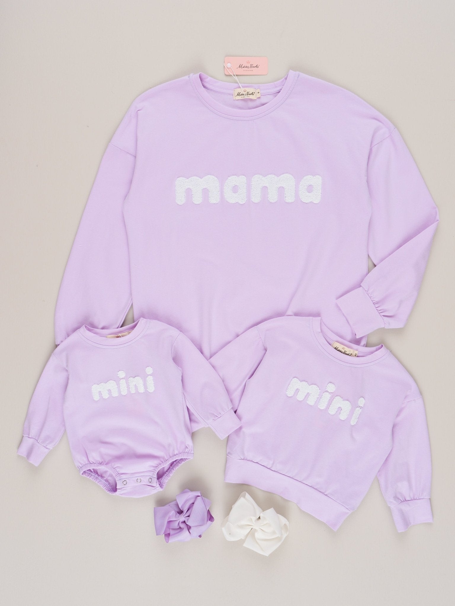 Mom & Me Lavender "Mama/Mini" Crew Neck Shirt - Marie Nicole Clothing