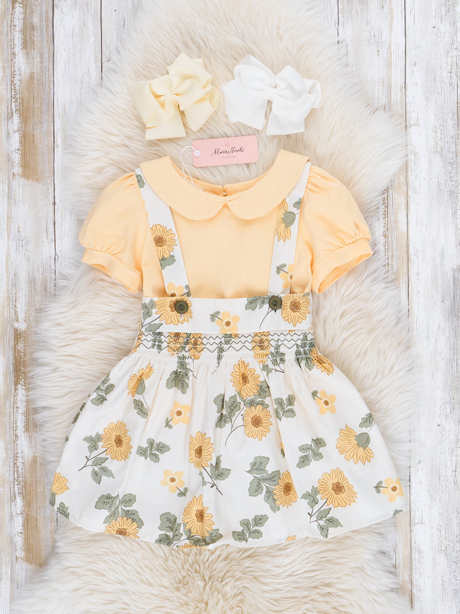 Yellow Dainty Florals Overalls Set - Marie Nicole Clothing