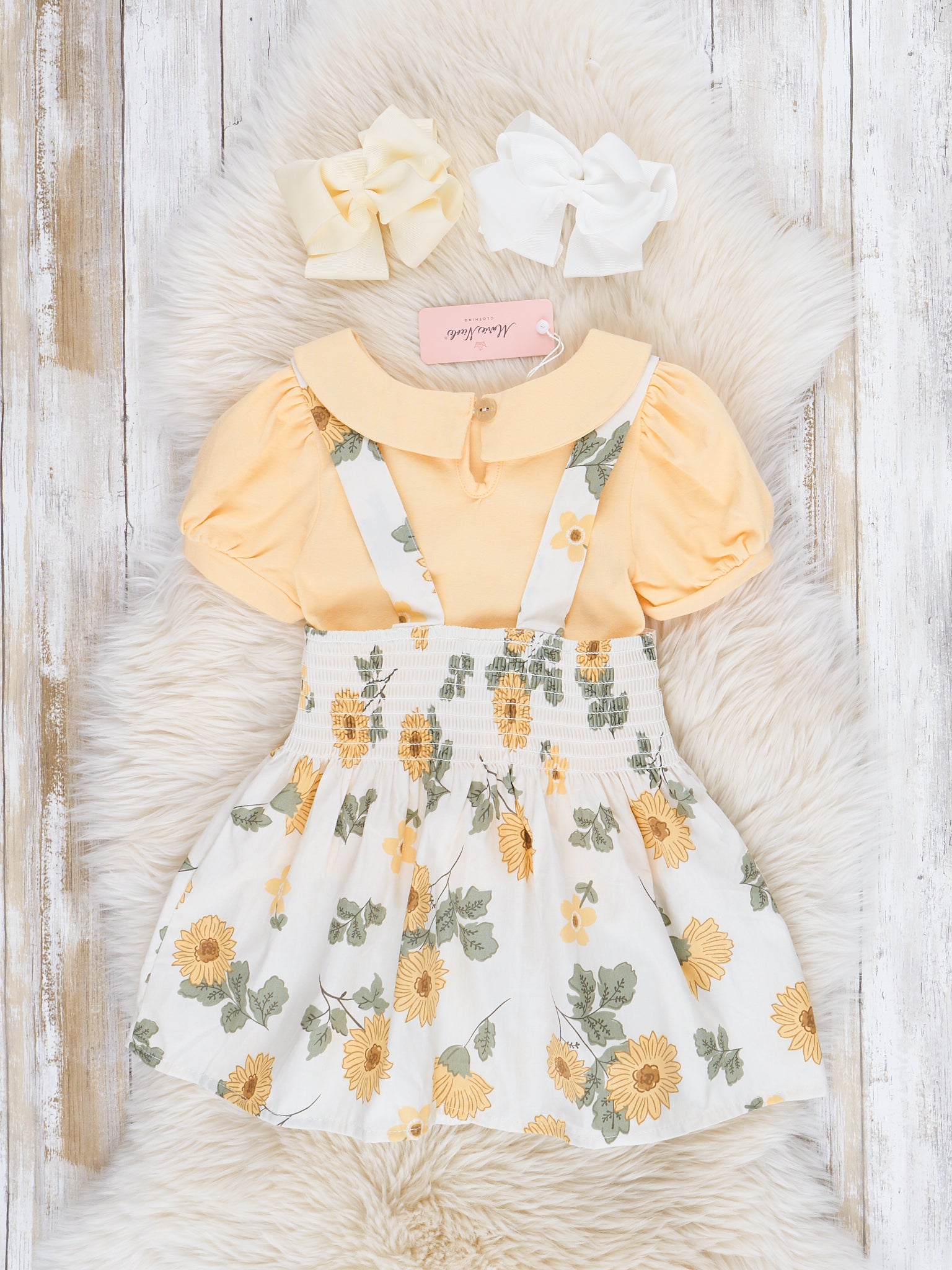Yellow Dainty Florals Overalls Set - Marie Nicole Clothing