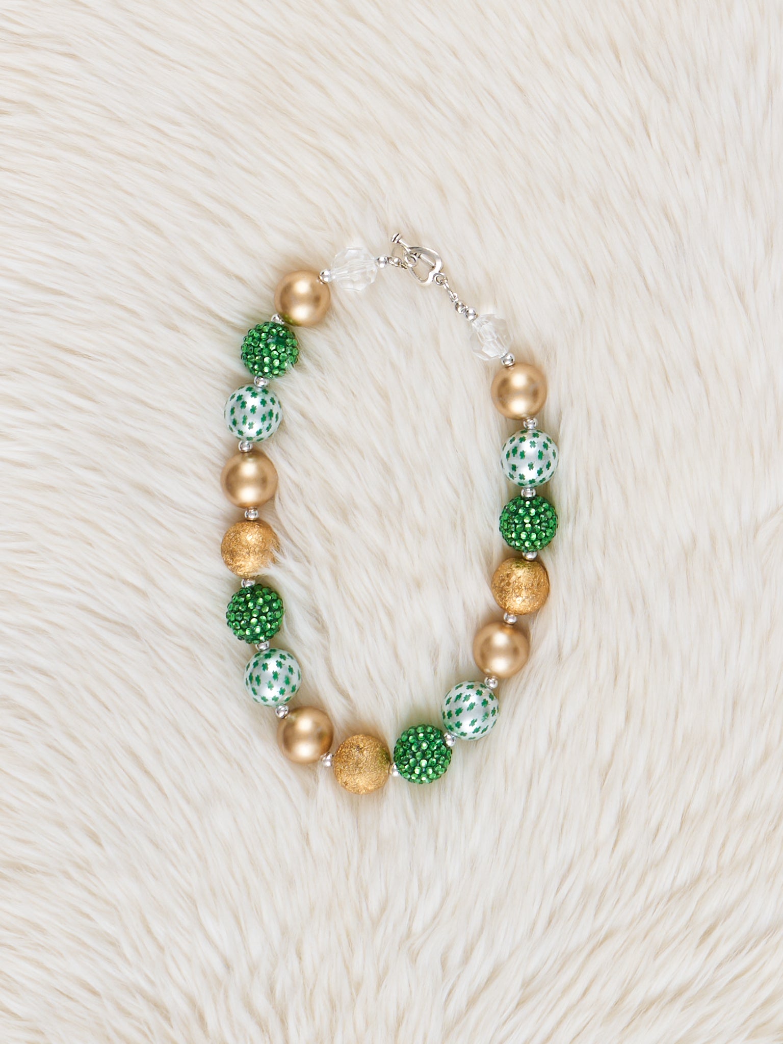 Green Shimmer Bubblegum Necklace - Marie Nicole Clothing