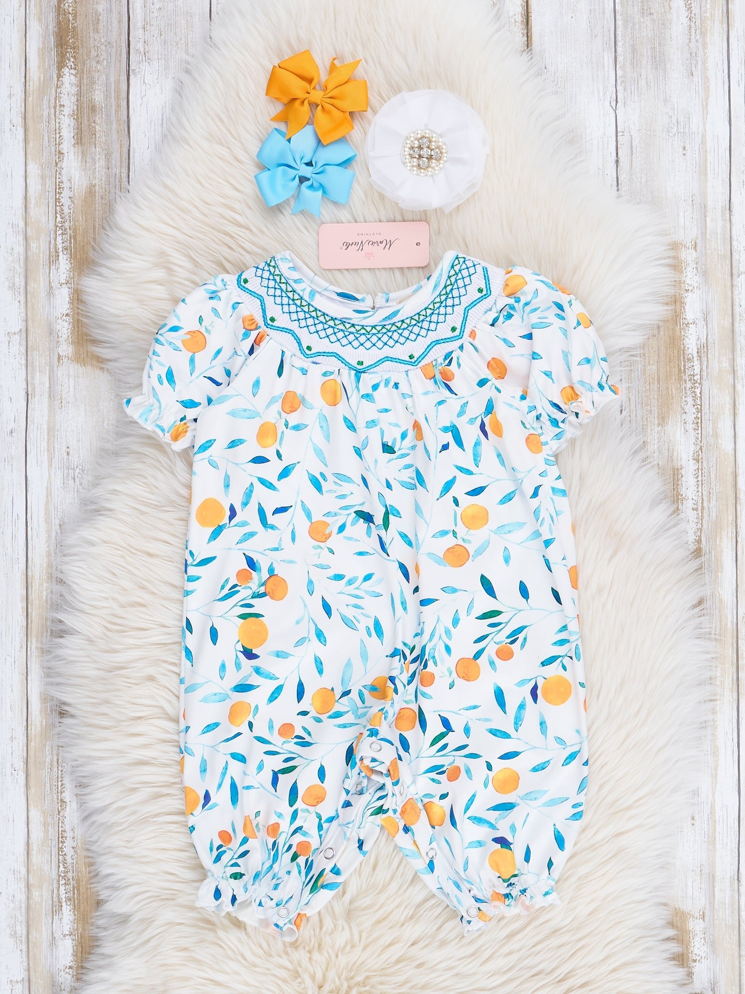 Watercolor Lemons Smocked Ruffle Romper - Marie Nicole Clothing