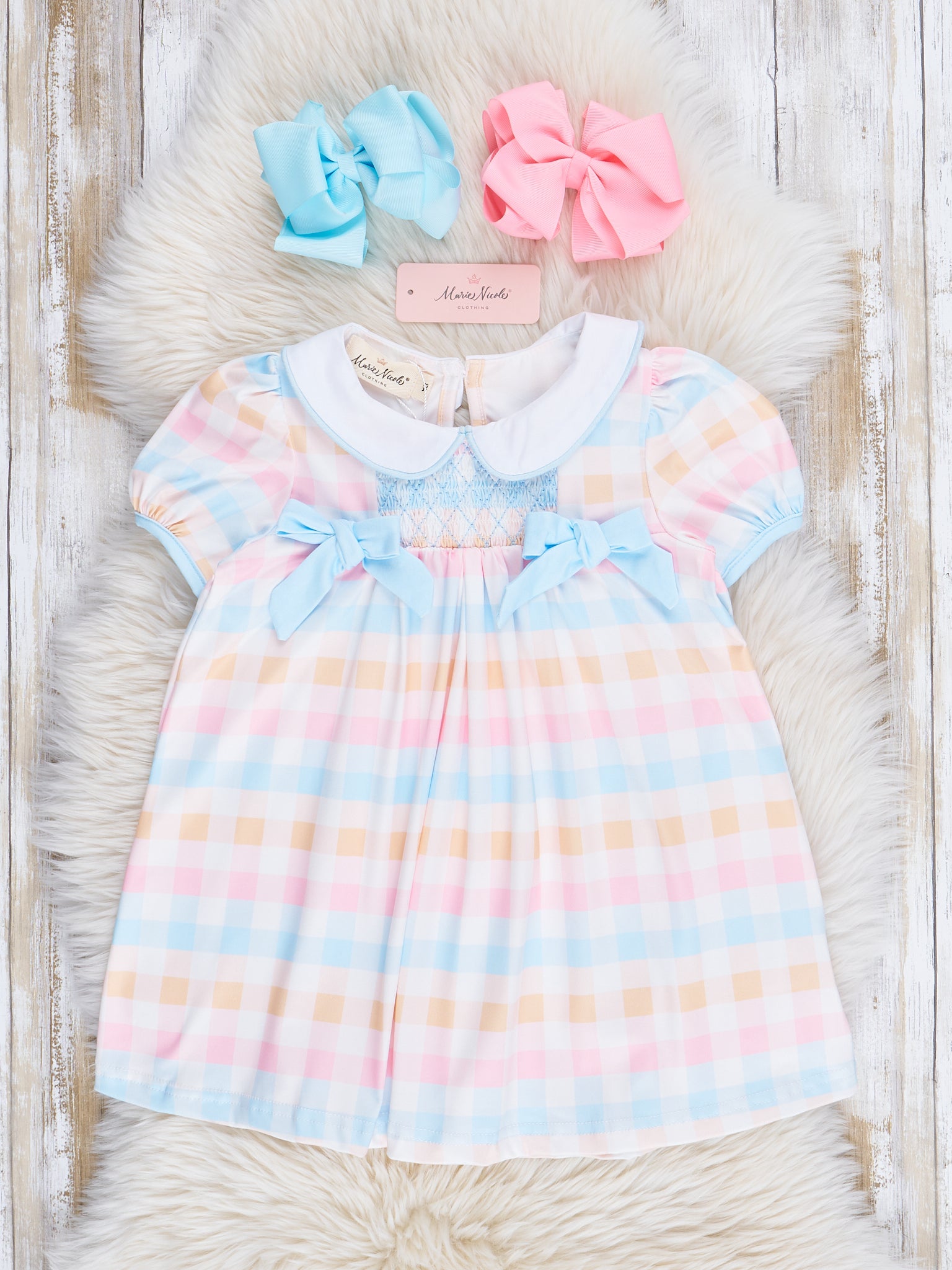 Sweet Plaid Pastels Ruffle Dress - Marie Nicole Clothing