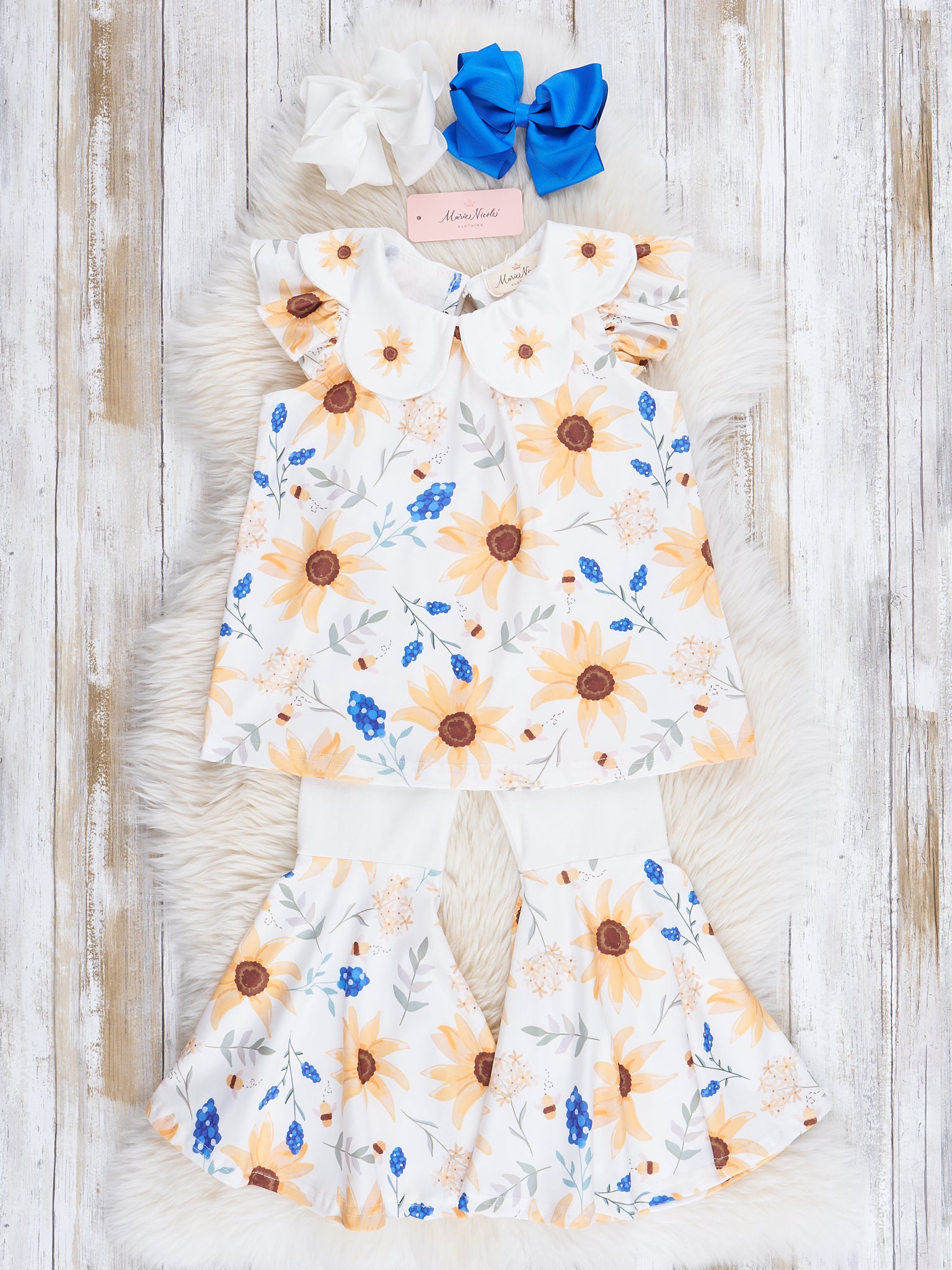 Sunflower Garden Bell Bottoms Outfit - Marie Nicole Clothing
