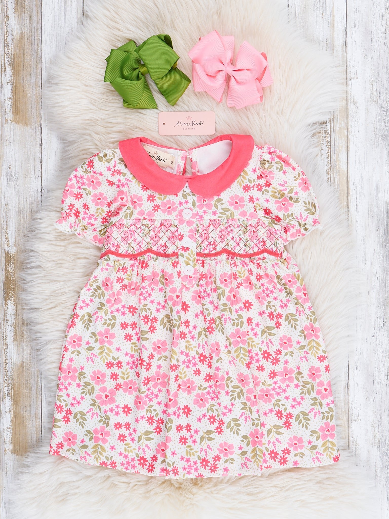 Ruby Wildflowers Smocked Dress - Marie Nicole Clothing