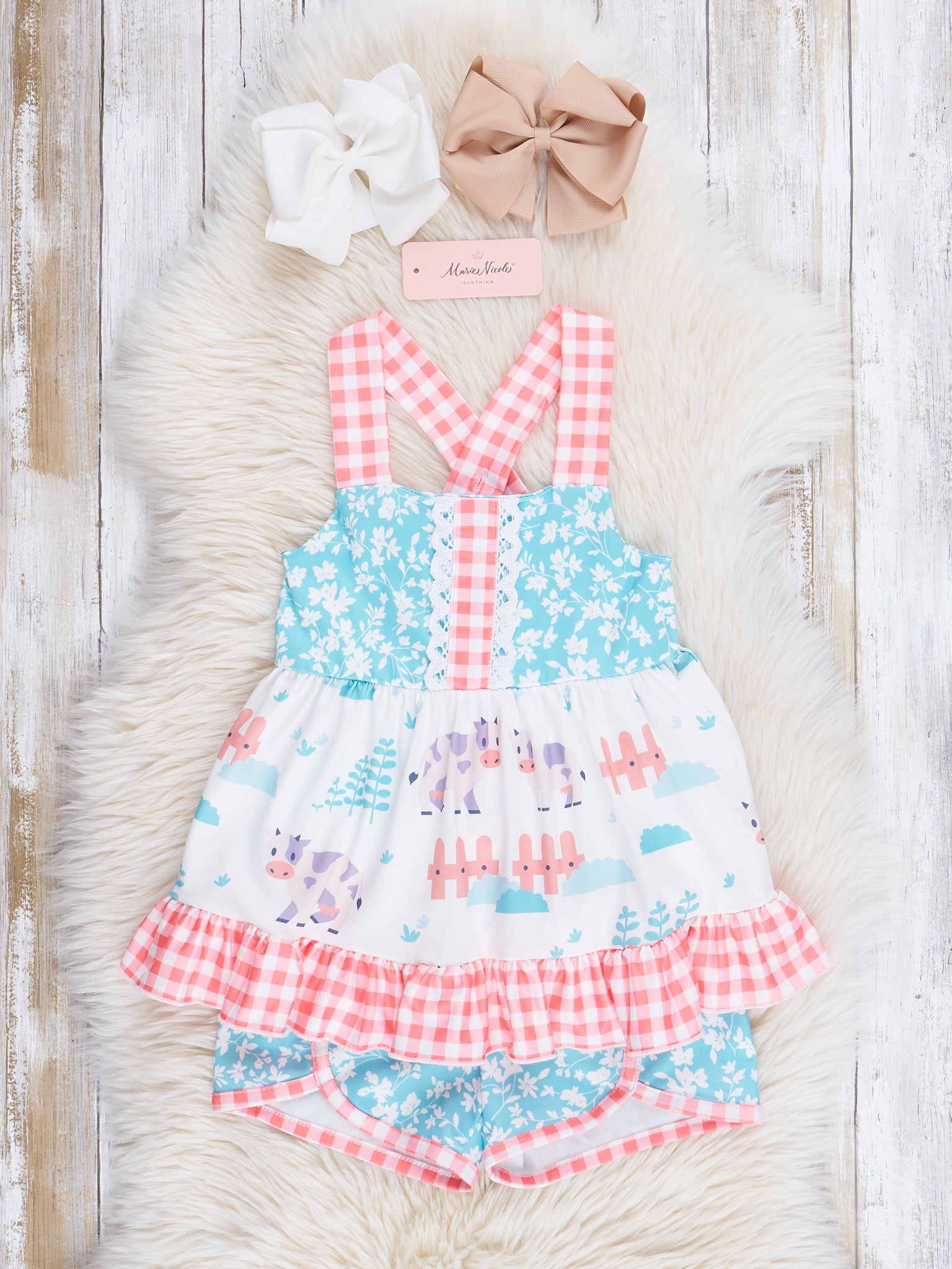 Farm Friends & Florals Ruffle Outfit - Marie Nicole Clothing