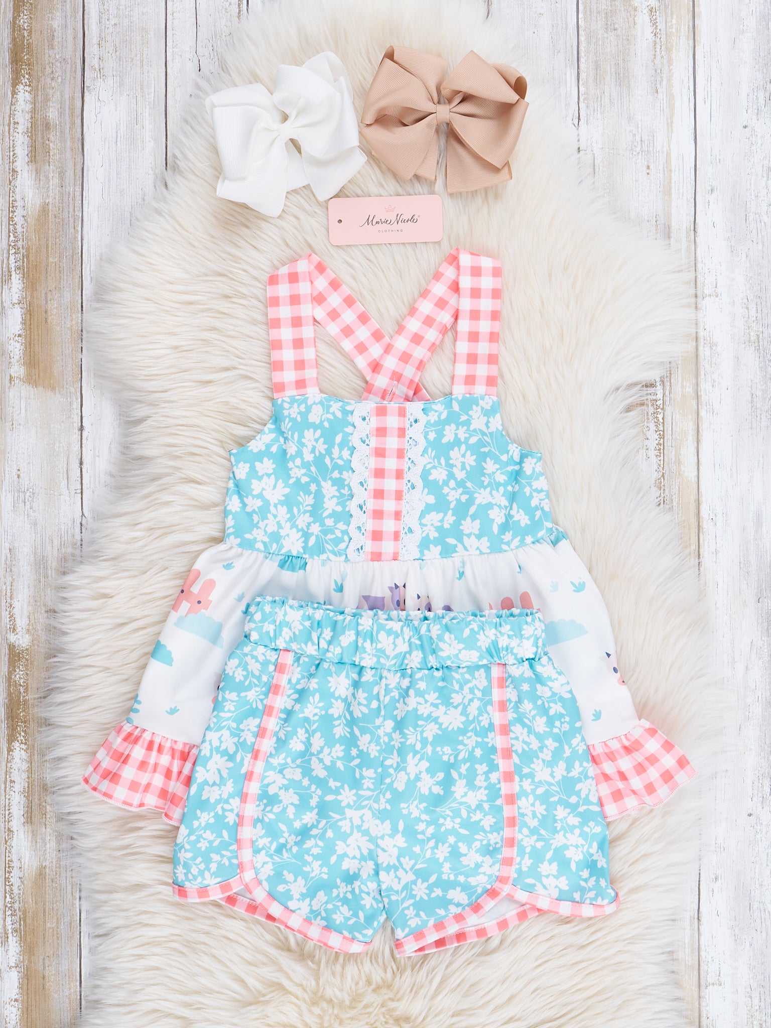 Farm Friends & Florals Ruffle Outfit - Marie Nicole Clothing