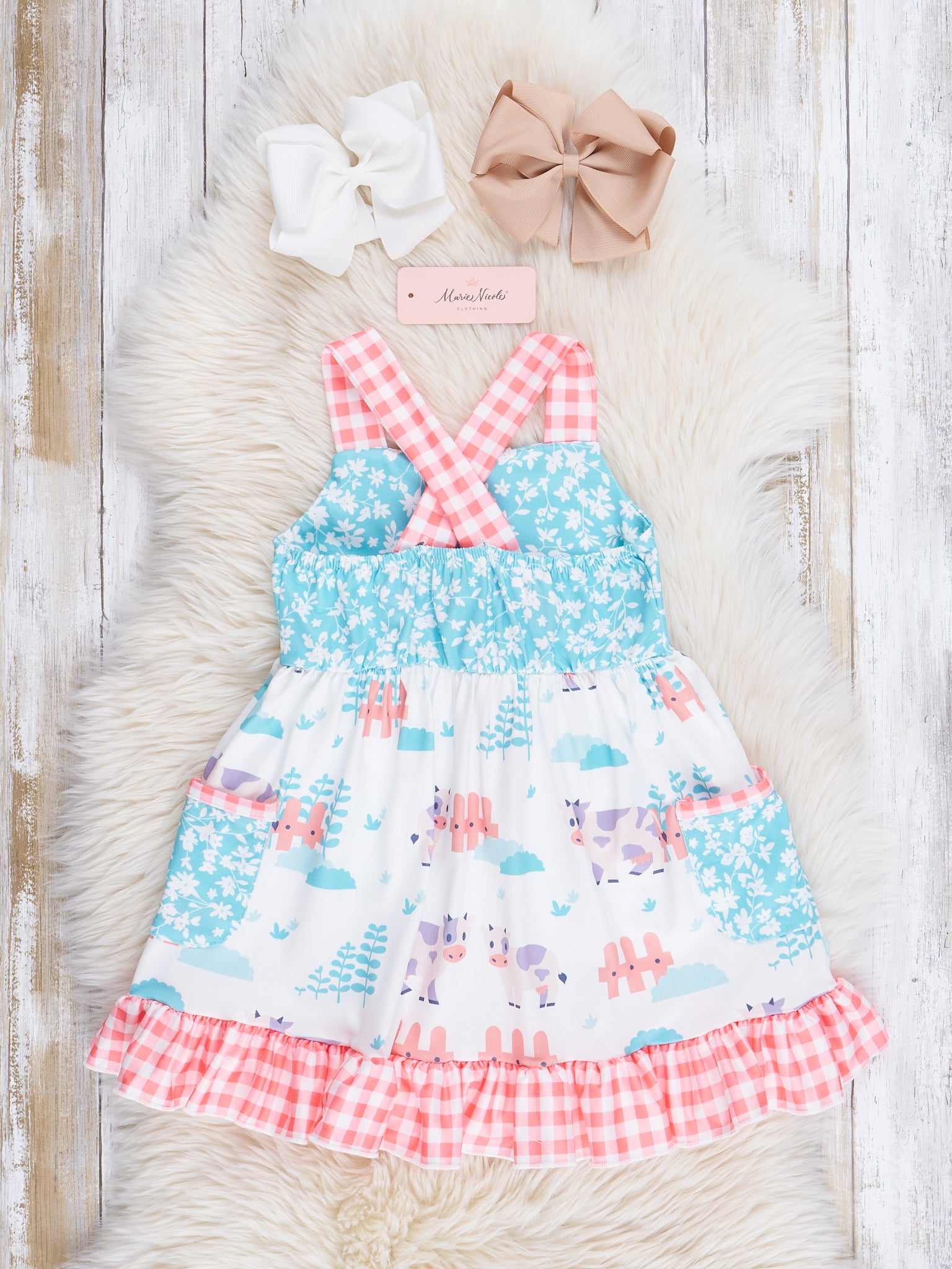 Farm Friends & Florals Ruffle Dress - Marie Nicole Clothing