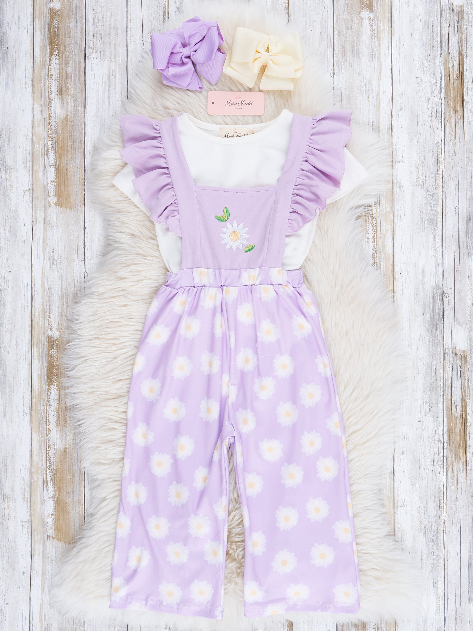 Lilac Daisies Overalls Set - Marie Nicole Clothing