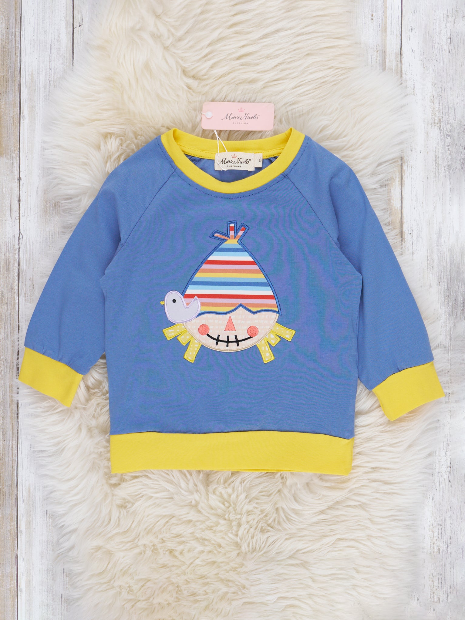 Chambray Rainbow Scarecrow Top - Marie Nicole Clothing