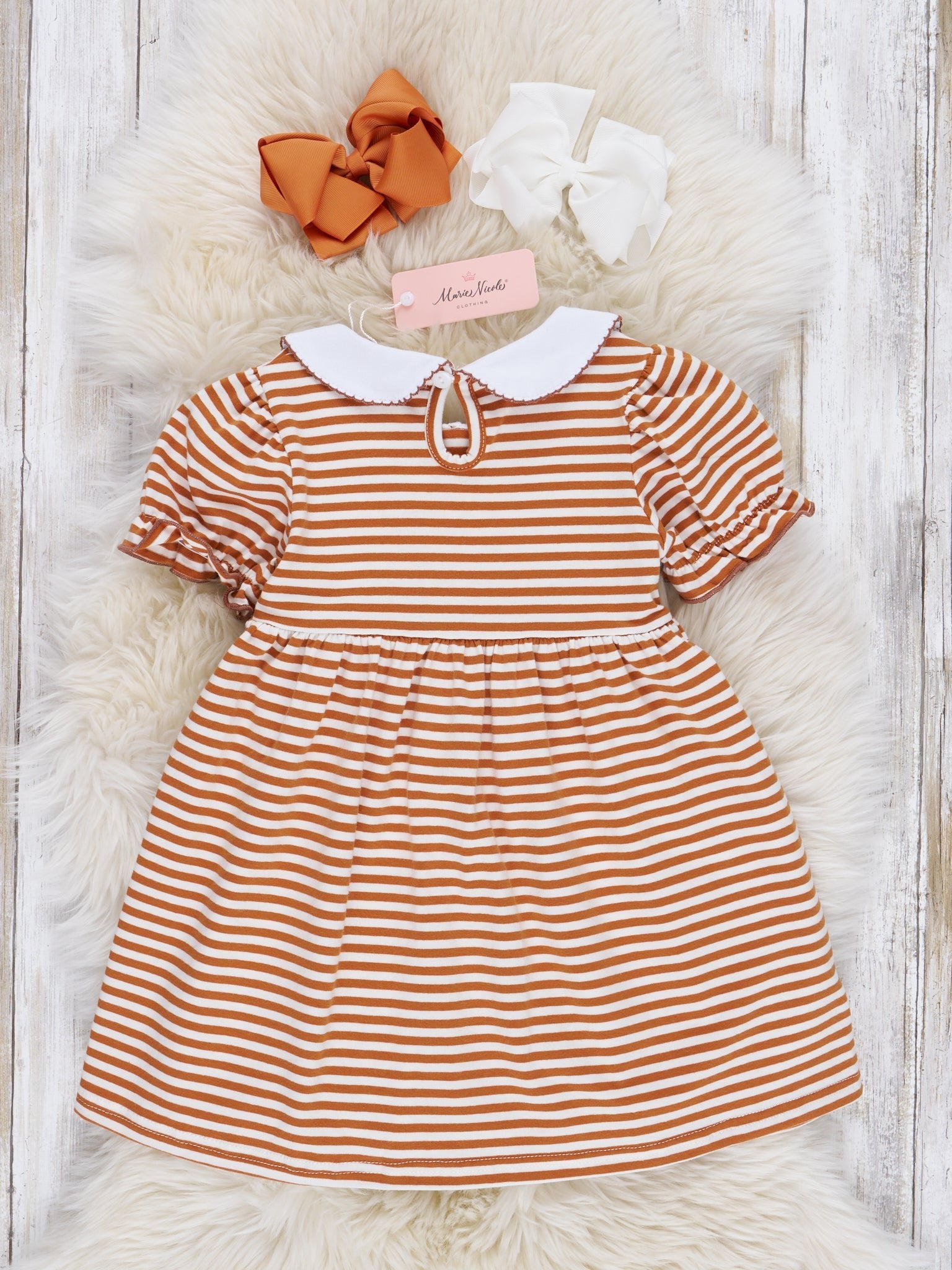 Embroidered Football Striped Dress - Marie Nicole Clothing