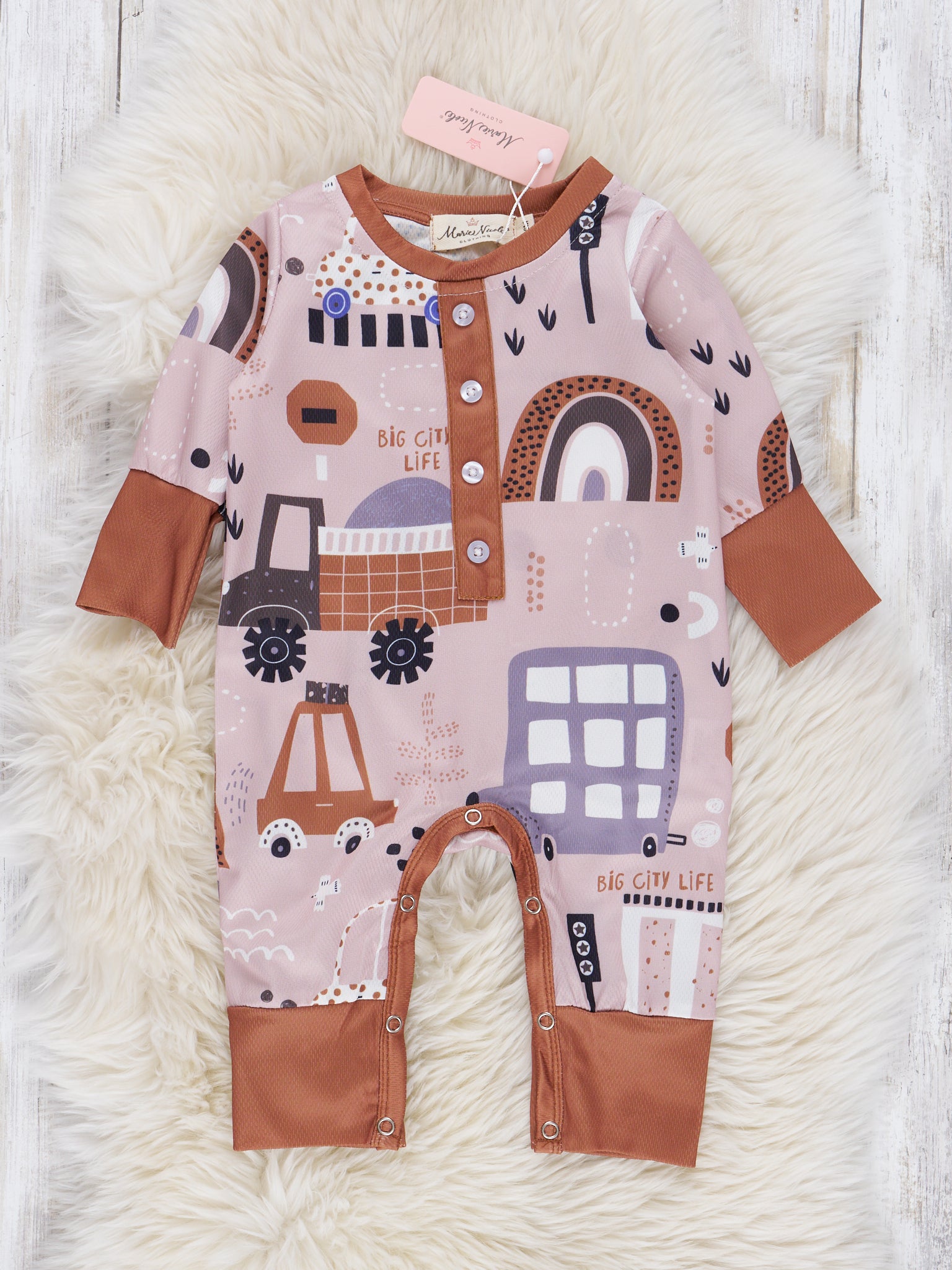 Bronze & Blush Work Truck Romper - Marie Nicole Clothing