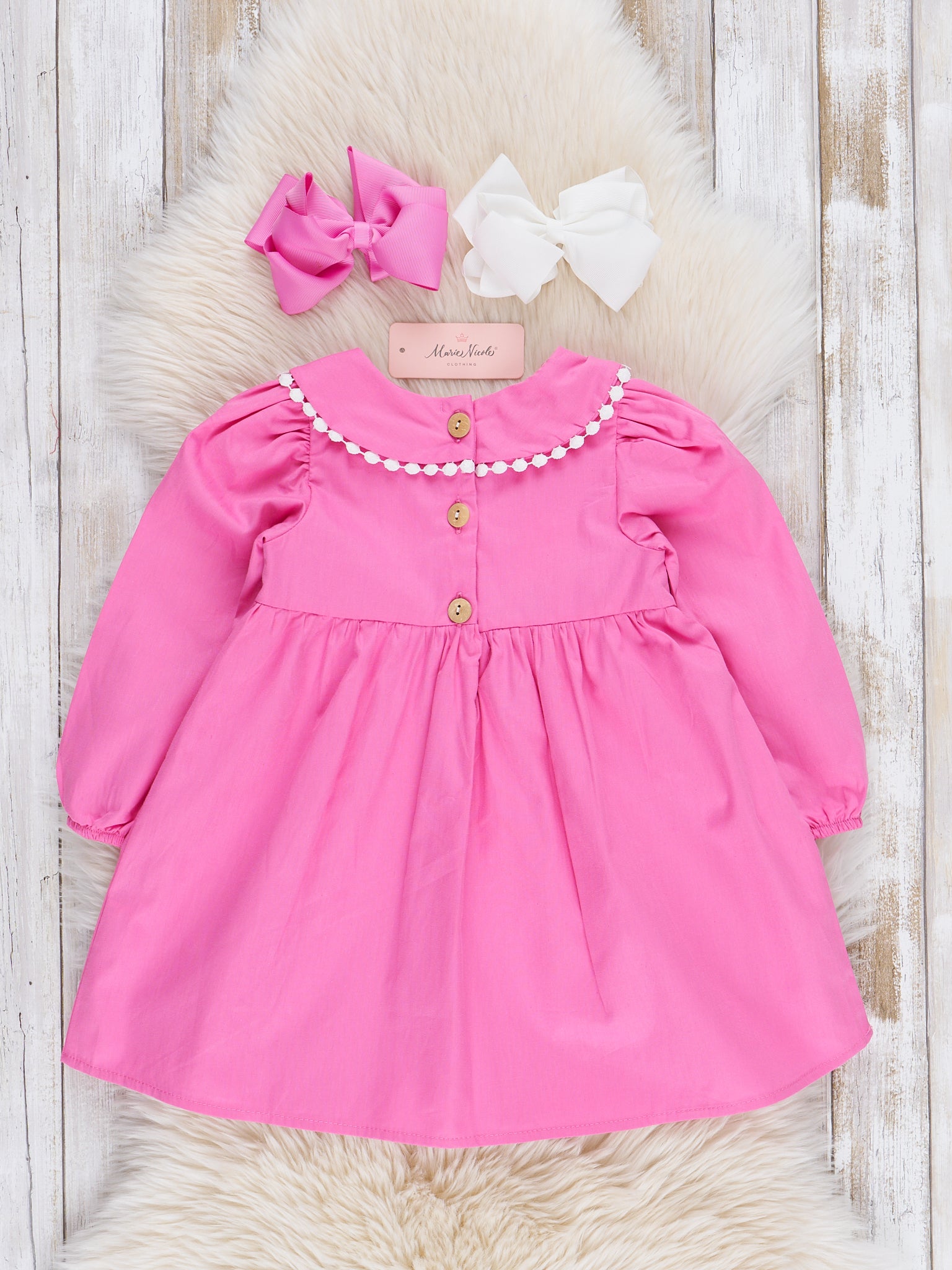 Pink Smocked Ghosts Ruffle Dress - Marie Nicole Clothing