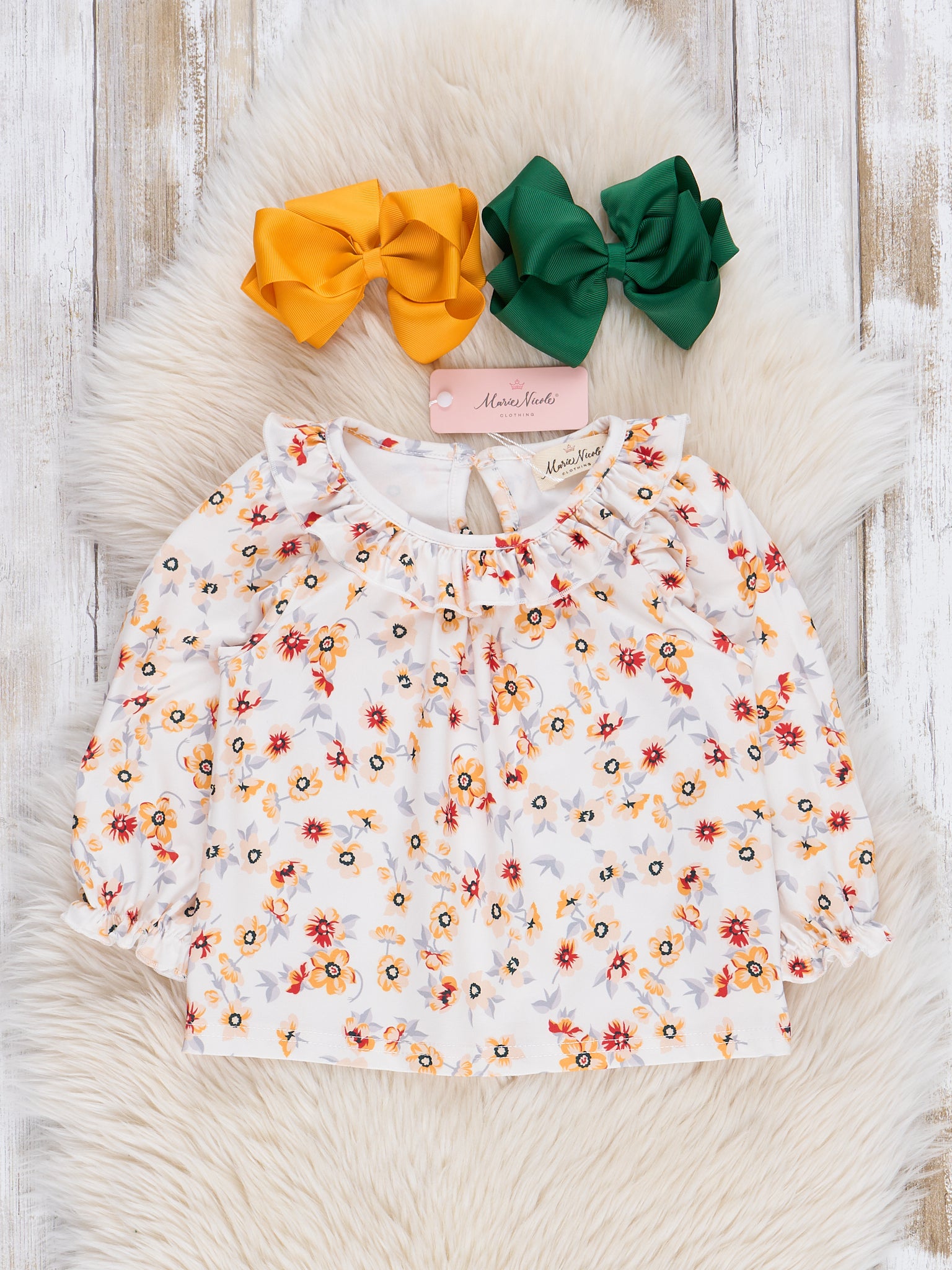 Green Sunflower Ruffle Skirtall Set - Marie Nicole Clothing