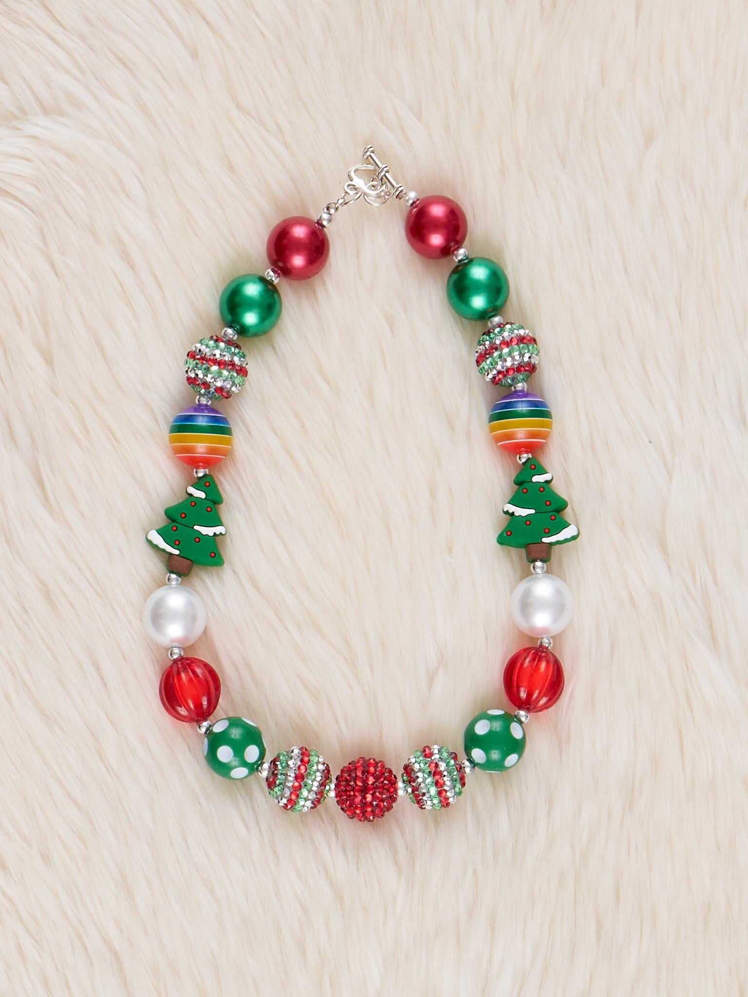 Rainbow Evergreen Charm Bubblegum Necklace - Marie Nicole Clothing