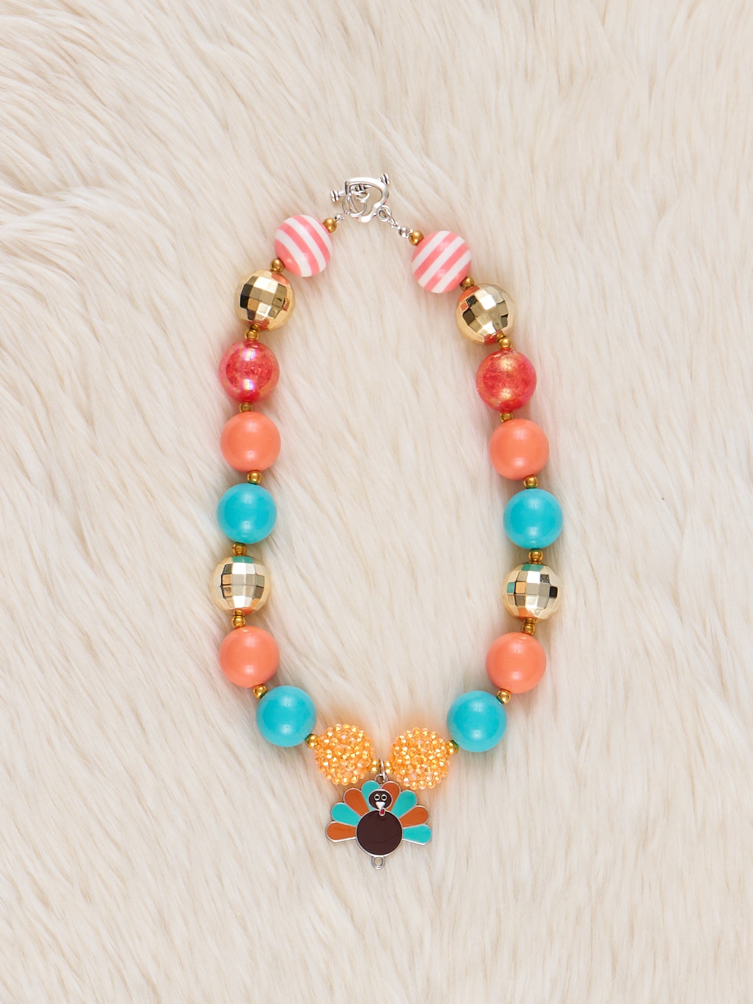 Orange Turkey Sparkle Bubblegum Necklace - Marie Nicole Clothing