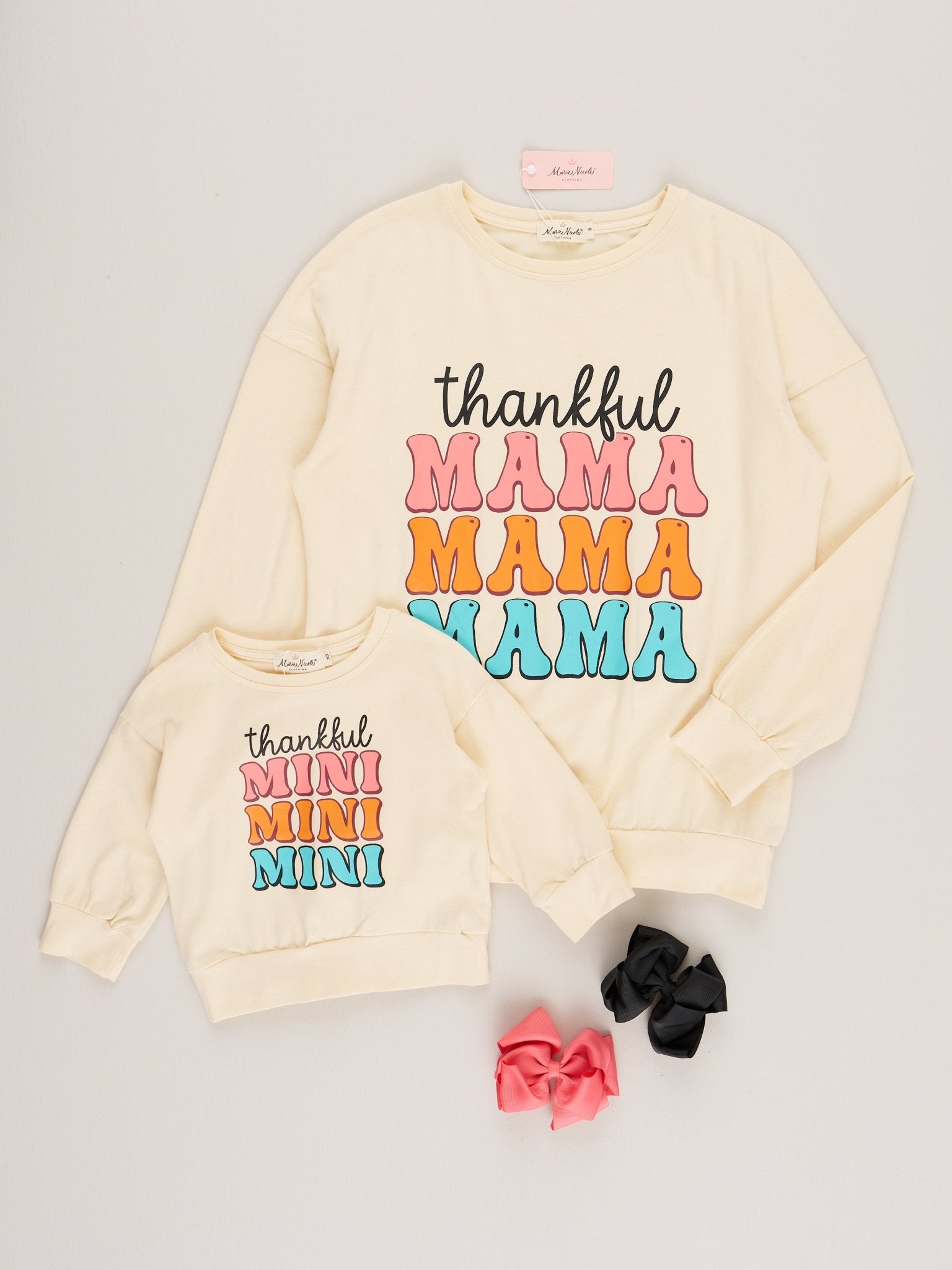 Mom & Me Cream "Thankful" Mama/Mini Shirt - Marie Nicole Clothing