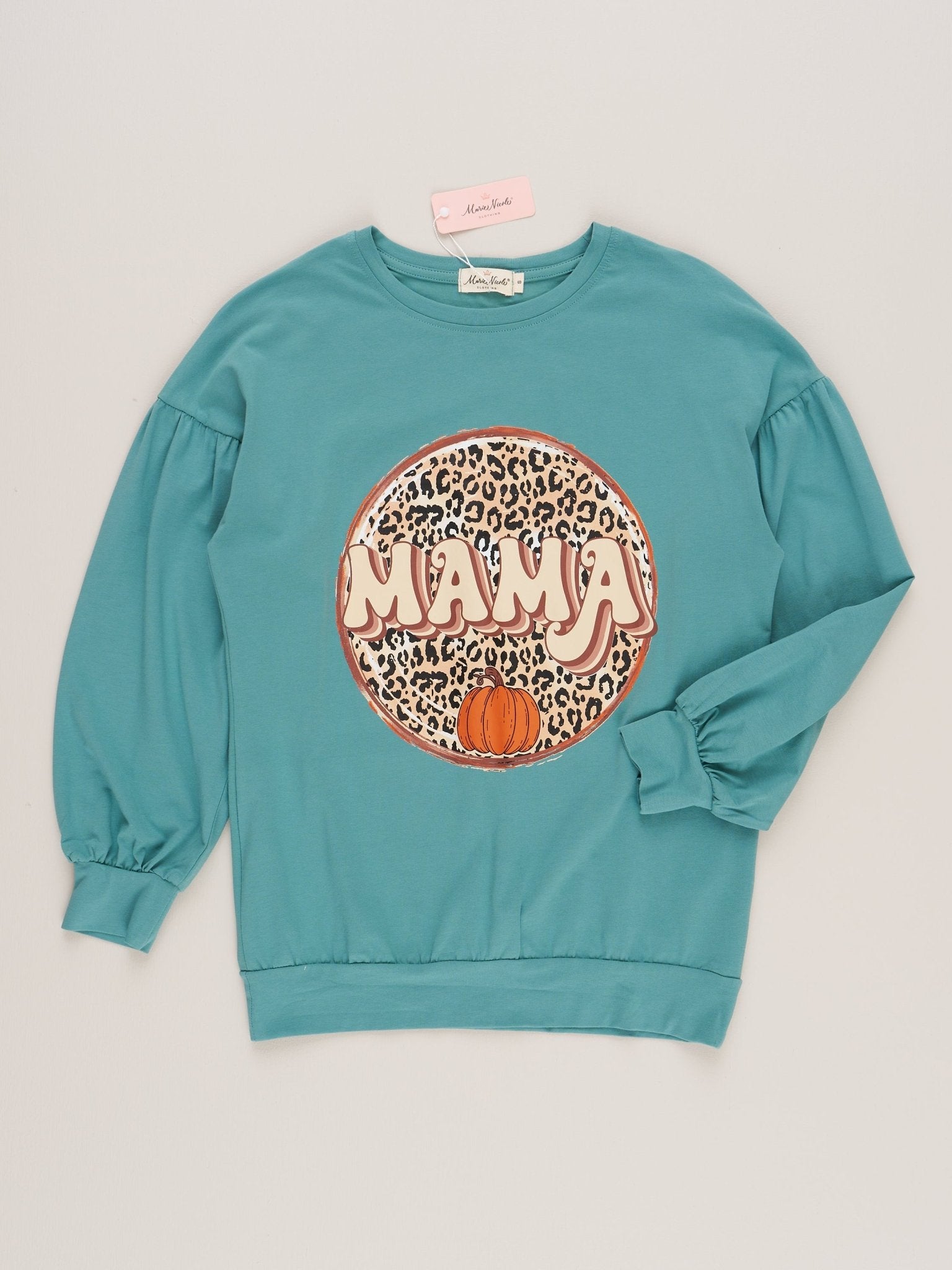Mom & Me Turquoise & Leopard Pumpkin Shirt - Marie Nicole Clothing
