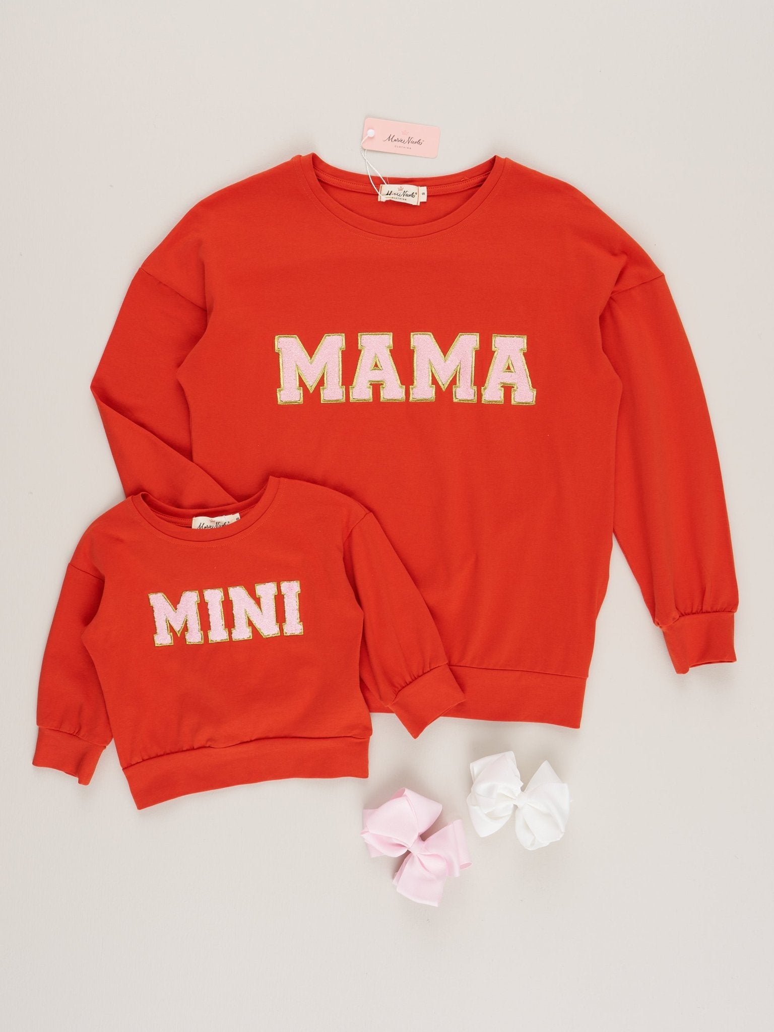 Mom & Me Dark Orange "Mama/Mini" Crew Neck - Marie Nicole Clothing
